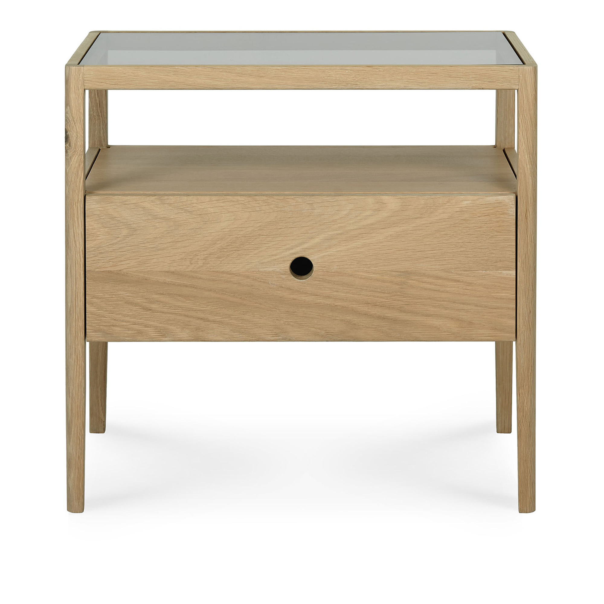 Ethnicraft - Spindle Bedside Table Oak - S&auml;ngbord - Alain Van Havre - Tr&auml;f&auml;rgad - Glas/Tr&auml;
