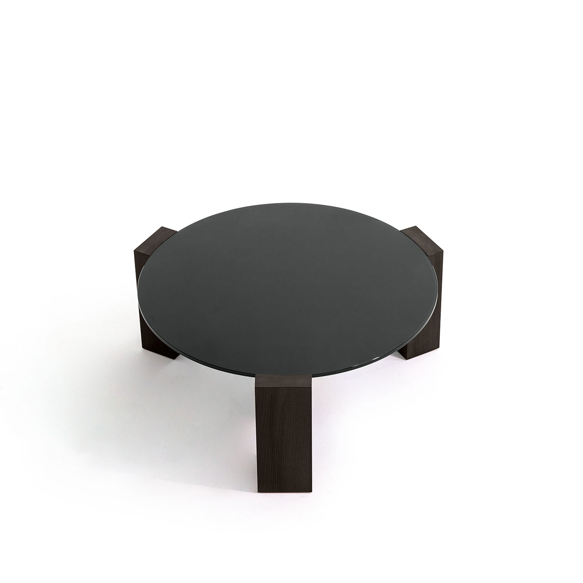 Moroso - Gogan Table Ø80 Glass Top Sand,Base Oak, Caffè - Sofabord - Patricia Urquiola - Beige - Glass/Tre