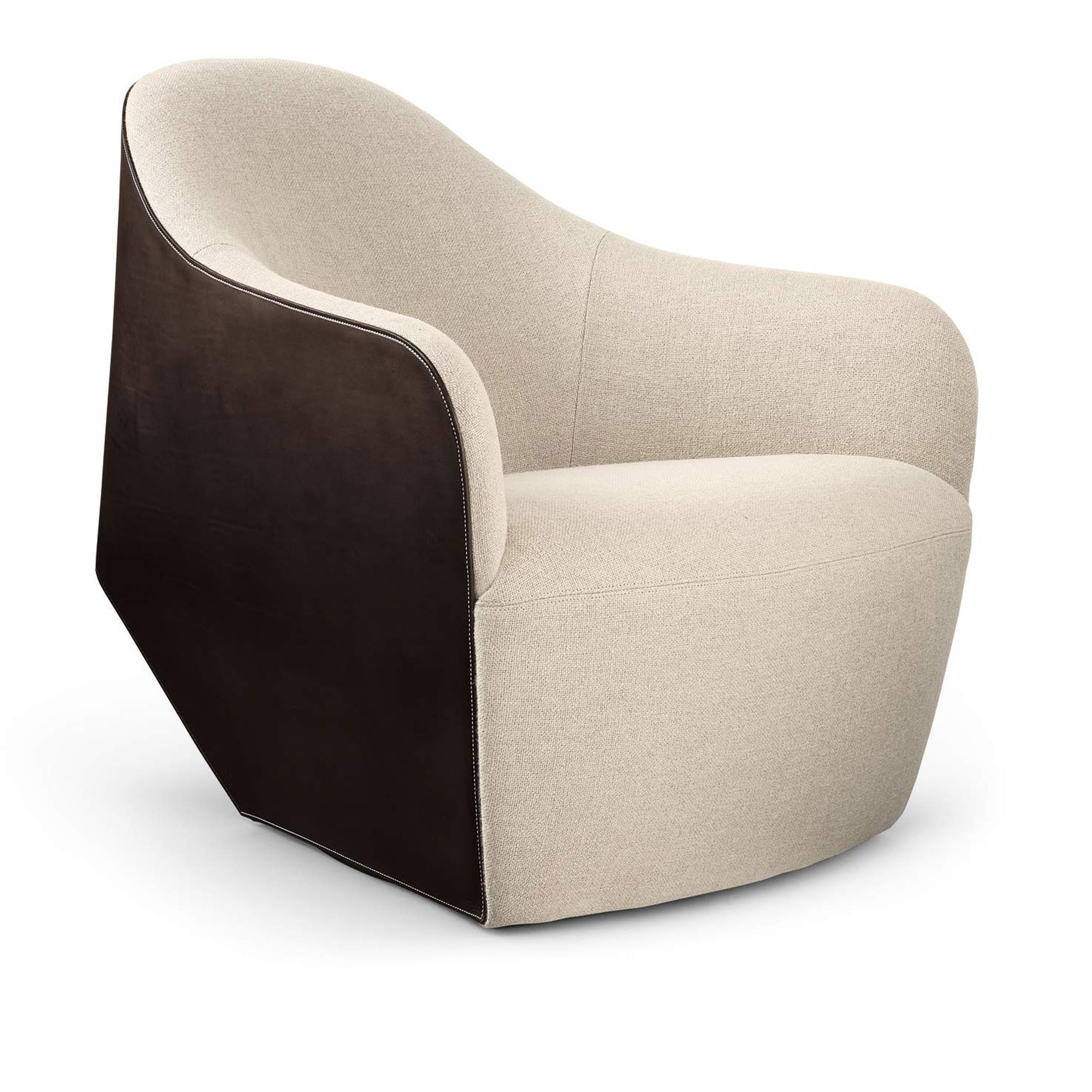 Walter Knoll - Isanka Chair 192-10 C, Leather Saddle Maron, Fabric Cat. 25 Garbo 7847 Cashmere, Synthetic Glides - Fåtöljer - EOOS - Beige - Läder/Metall/Trä/Textilmaterial
