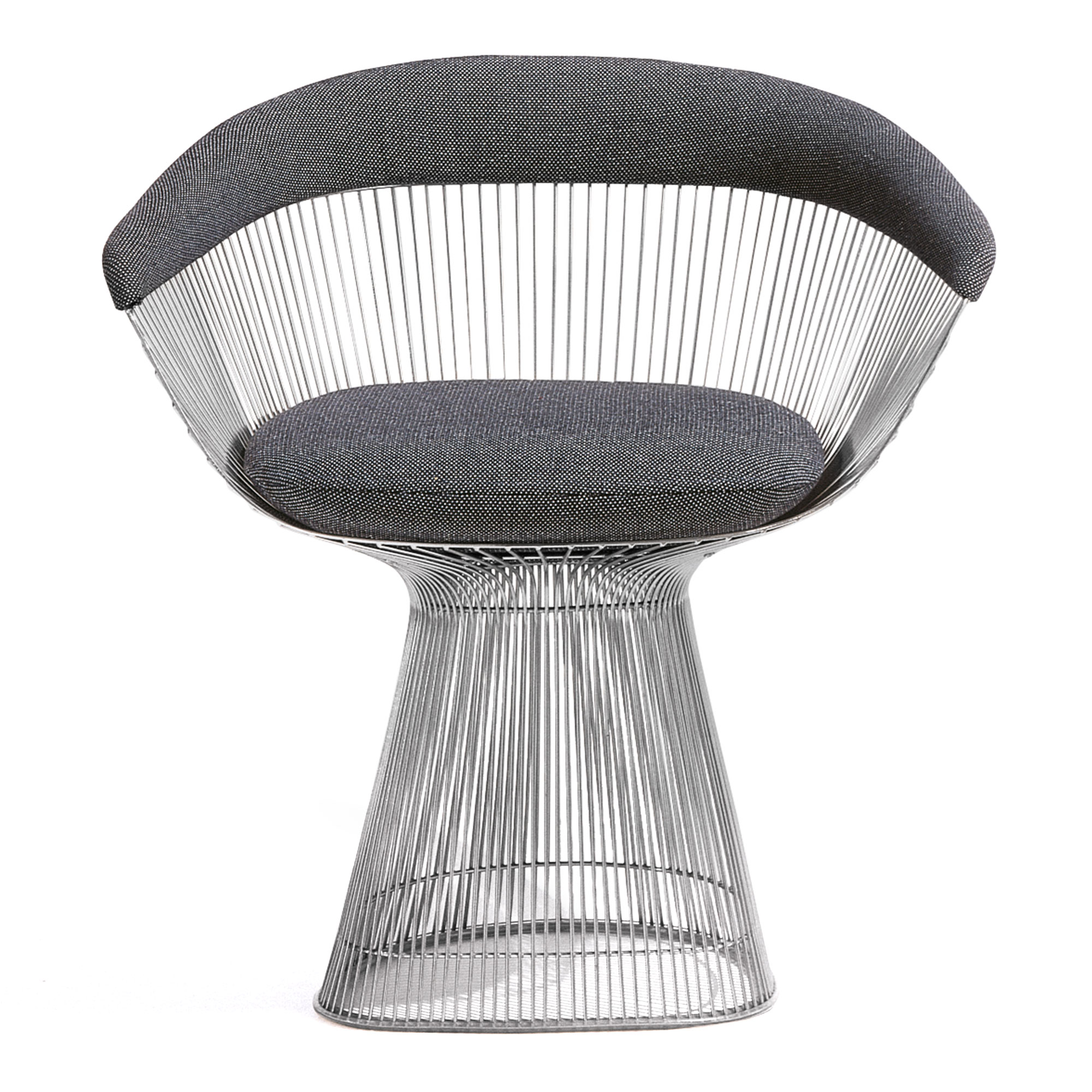 Knoll - Platner Side Chair, underrede i Polerad nickel, Tyg: Kat. B - Knoll Velvet - K78487 - Fåtöljer - Warren Platner - Silver - Naturmaterial/Skum