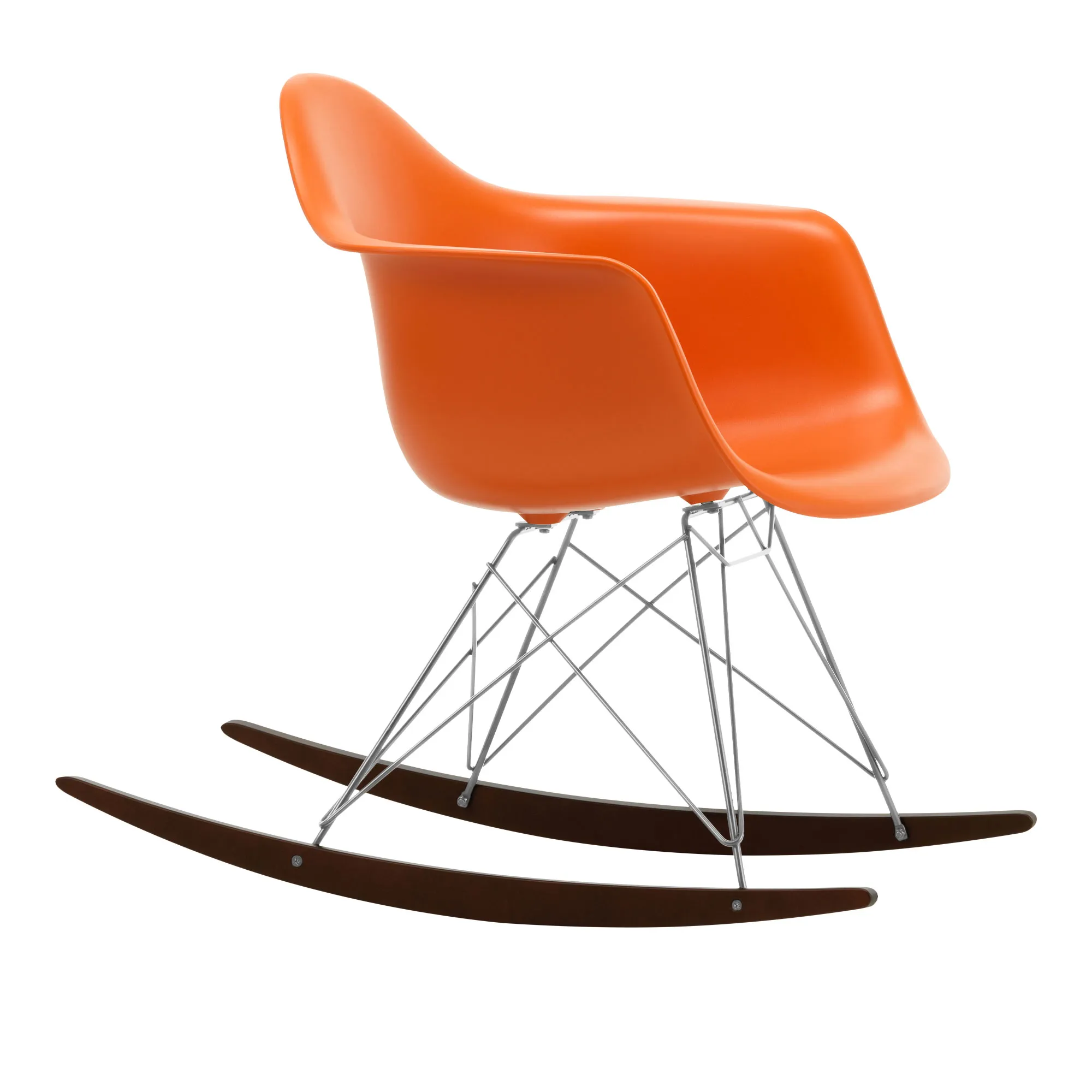 Eames RE Plastic Armchair RAR gungstol Chrome/Dark Maple