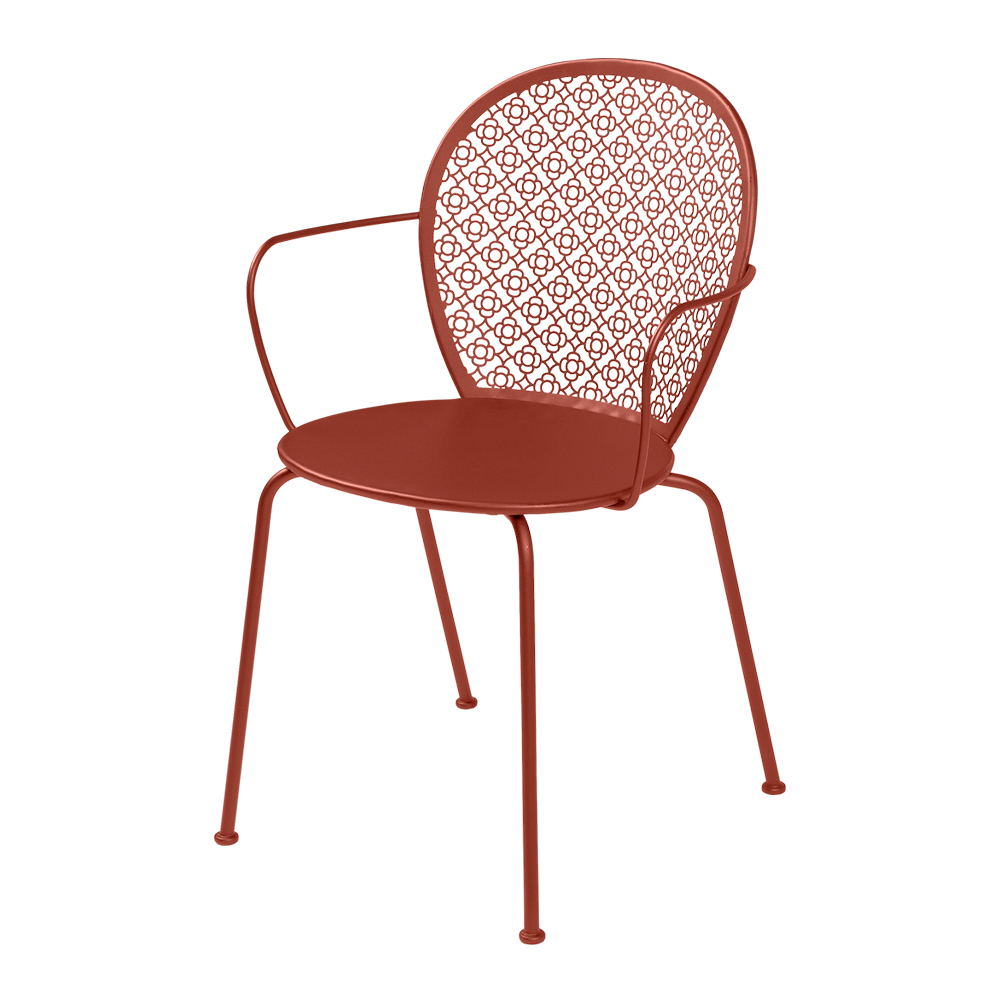 Fermob - Lorette Armchair Red Ochre 20 - Matstolar utomhus - Frédéric Sofia - Röd - Metall