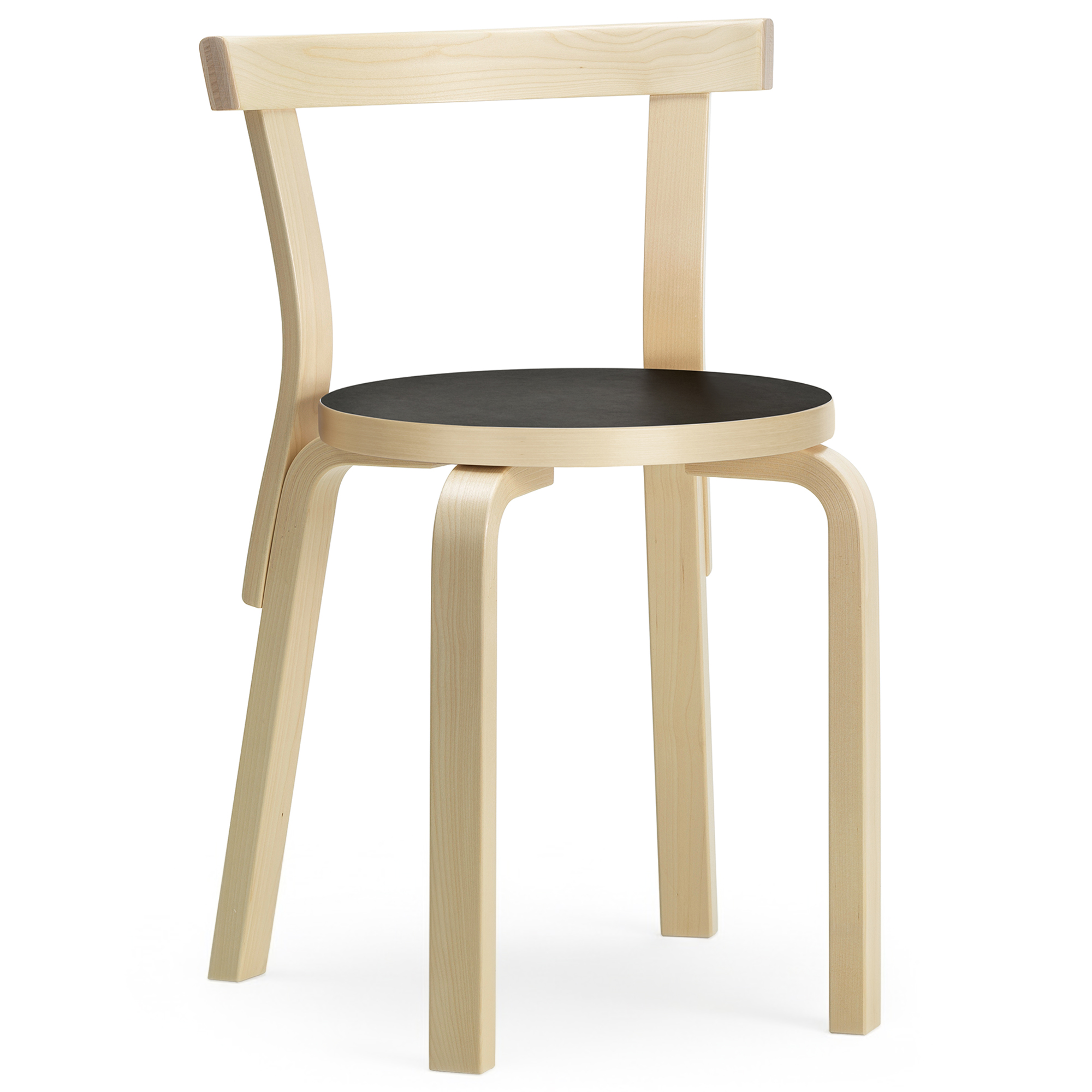 Artek - Stol 68, Svart linoleum - Matstolar - Alvar Aalto - Svart - Trä | Möbler - Stolar Och Pallar - Matstolar | Möbelexperten