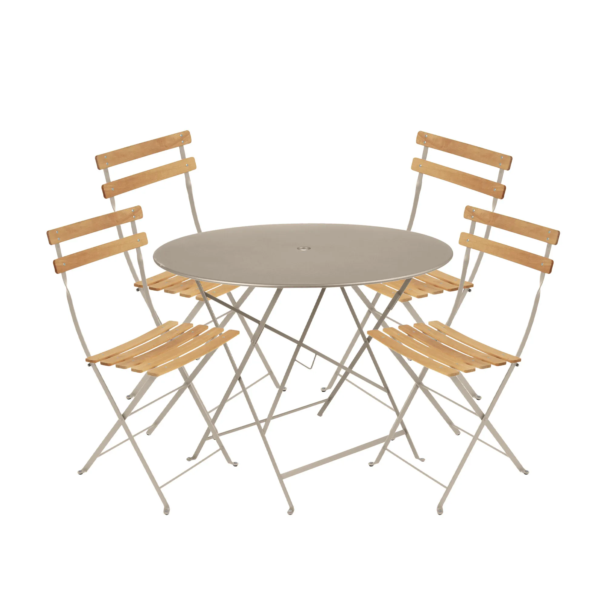 Bistro matgrupp Ø96cm & 4 trä stolar