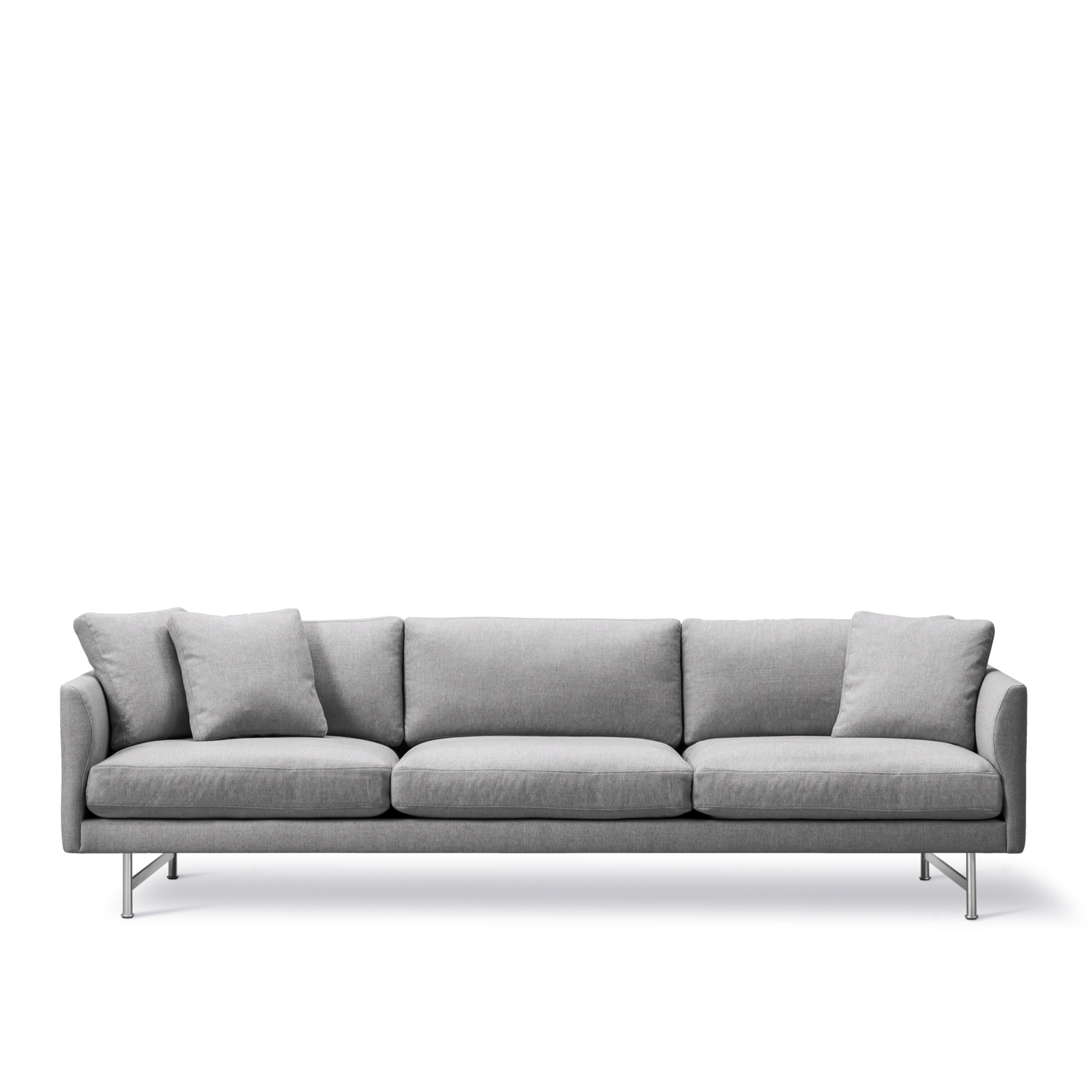 fredericia furniture - calmo 3 seater 80 metal base, fabric 3 - sunniva 242, matt chrome - soffor - hugo passos