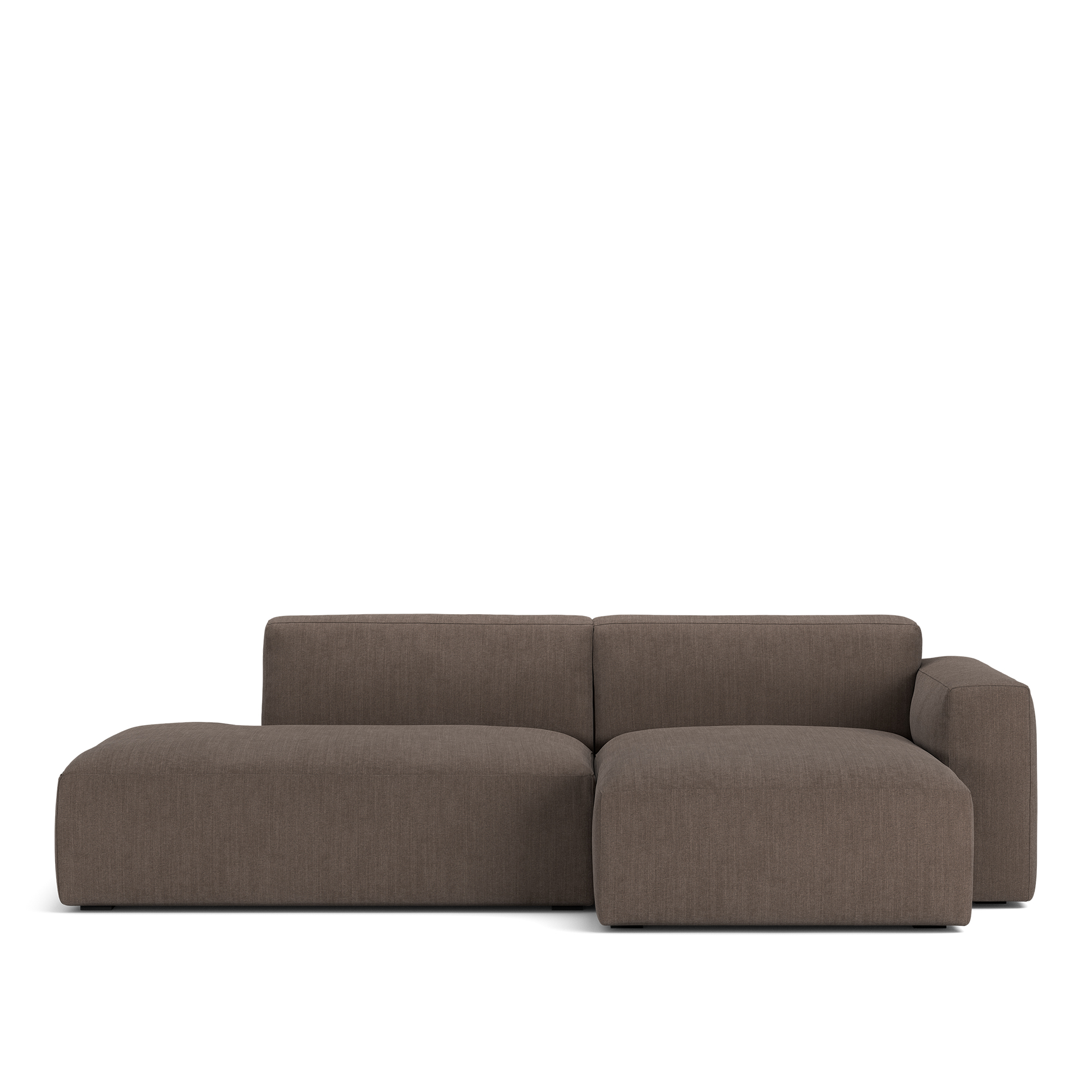 NOGA - Brick 2-Seater Chaise Lounge Open End Left Shadow Dark Brown Fixed Upholstery - Soffor