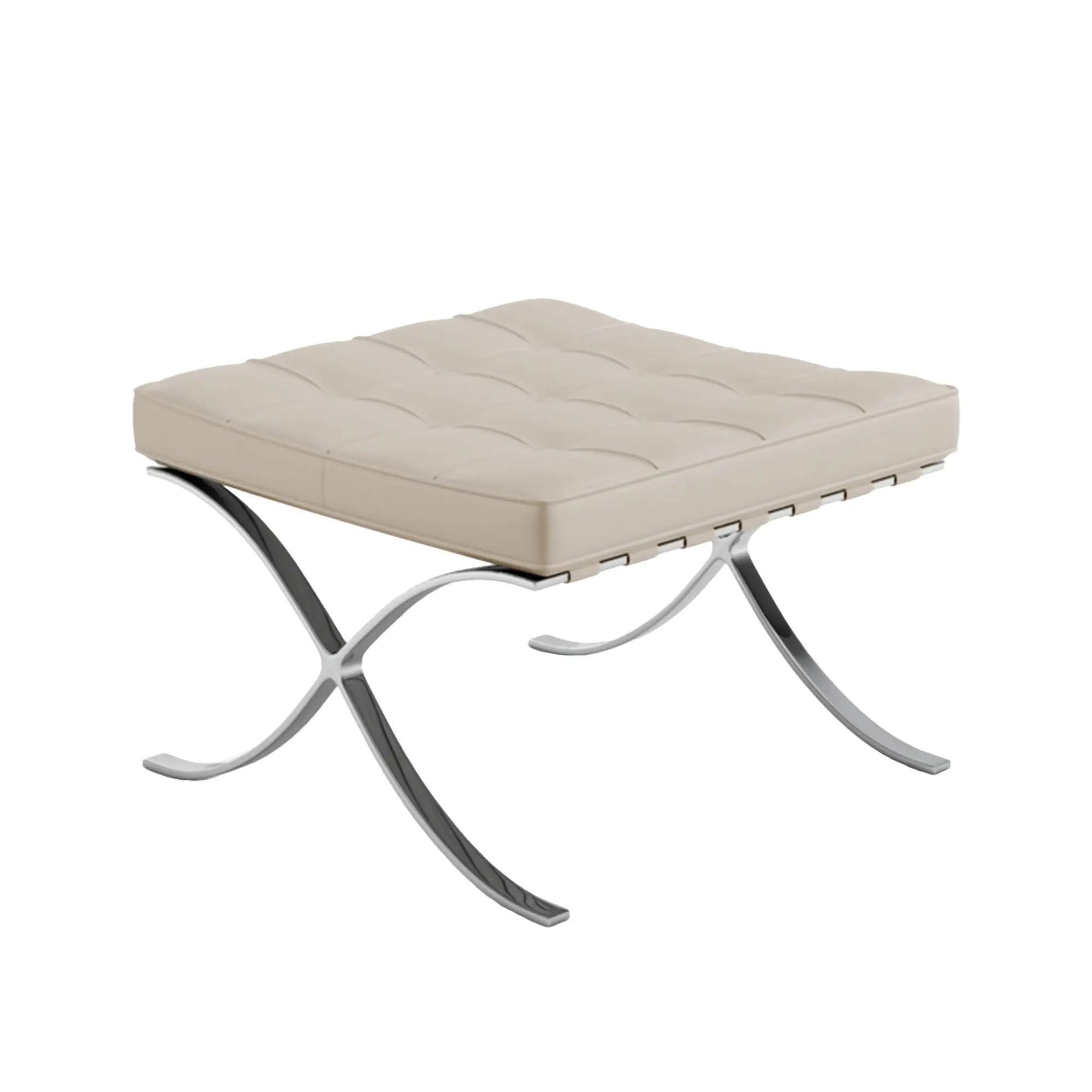Barcelona Stool, Läder: Kat. W Velluto Pelle - VP04 - Vit