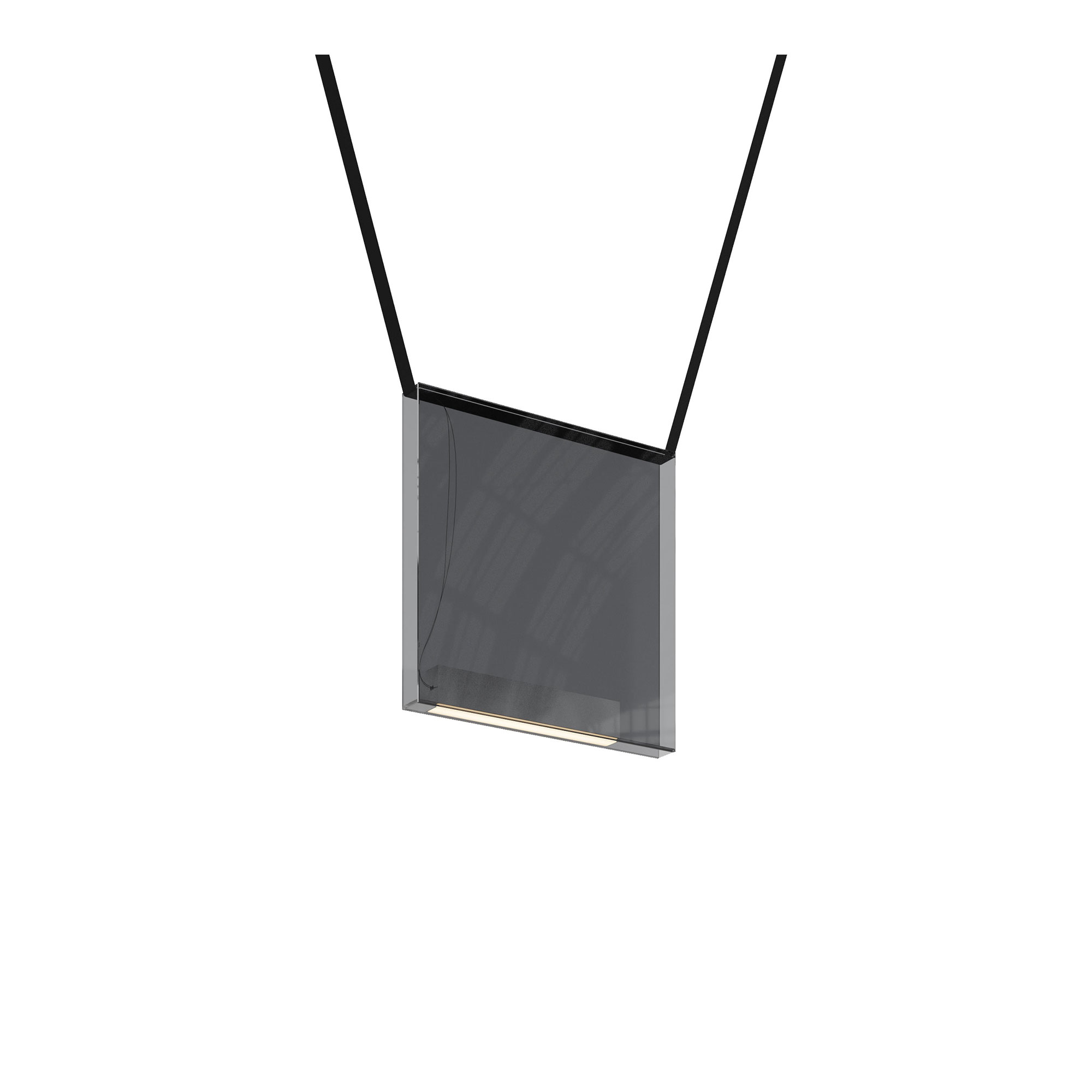 Lambert & Fils - Sainte 02, Glass Body Side A  B, Grey, Black Canopy, Nylon Ribbon Black - Pendellampor - Rachel Bussin - Grå