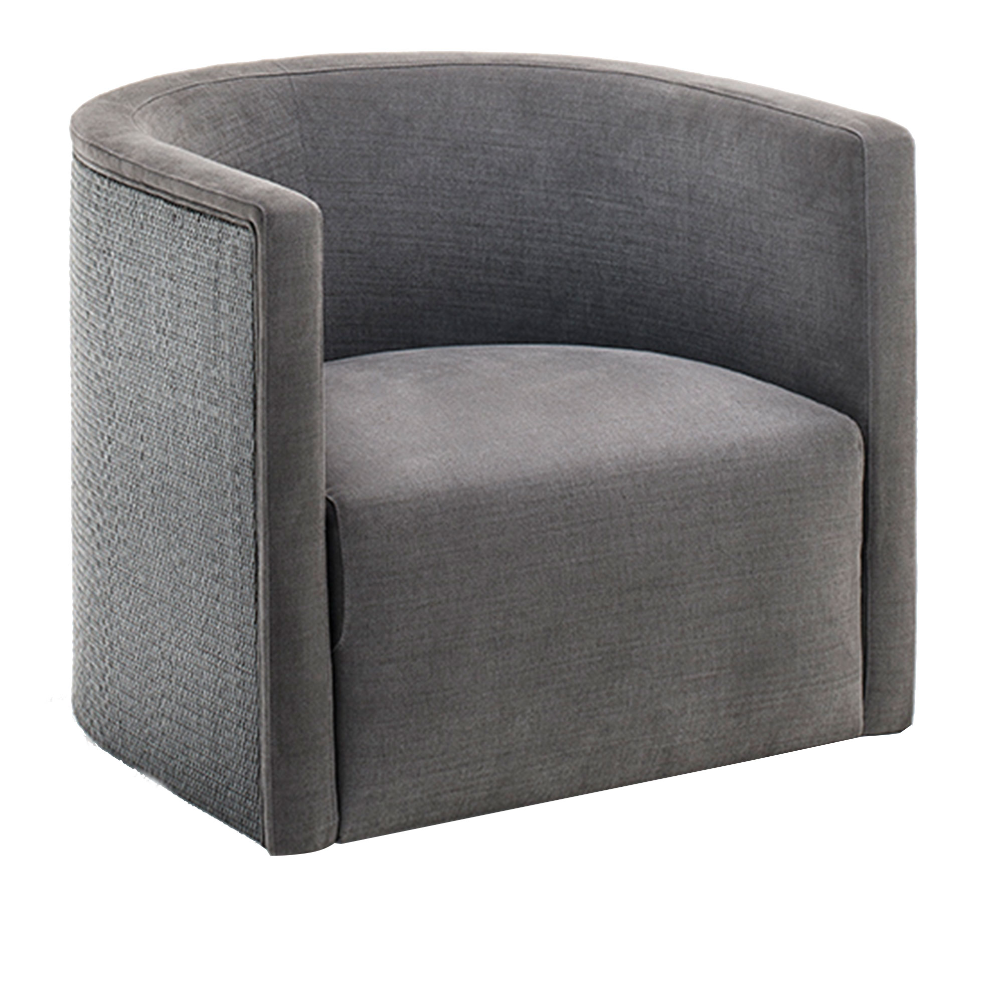 Living Divani - Confident Rattan Armchair, Weaving Rattan Anthracite Grey, Fabric Cat. Extra 02a Morris 04 - Fåtöljer - Piero Lissoni - Grå - Naturmaterial/Trä/Textilmaterial/Plast