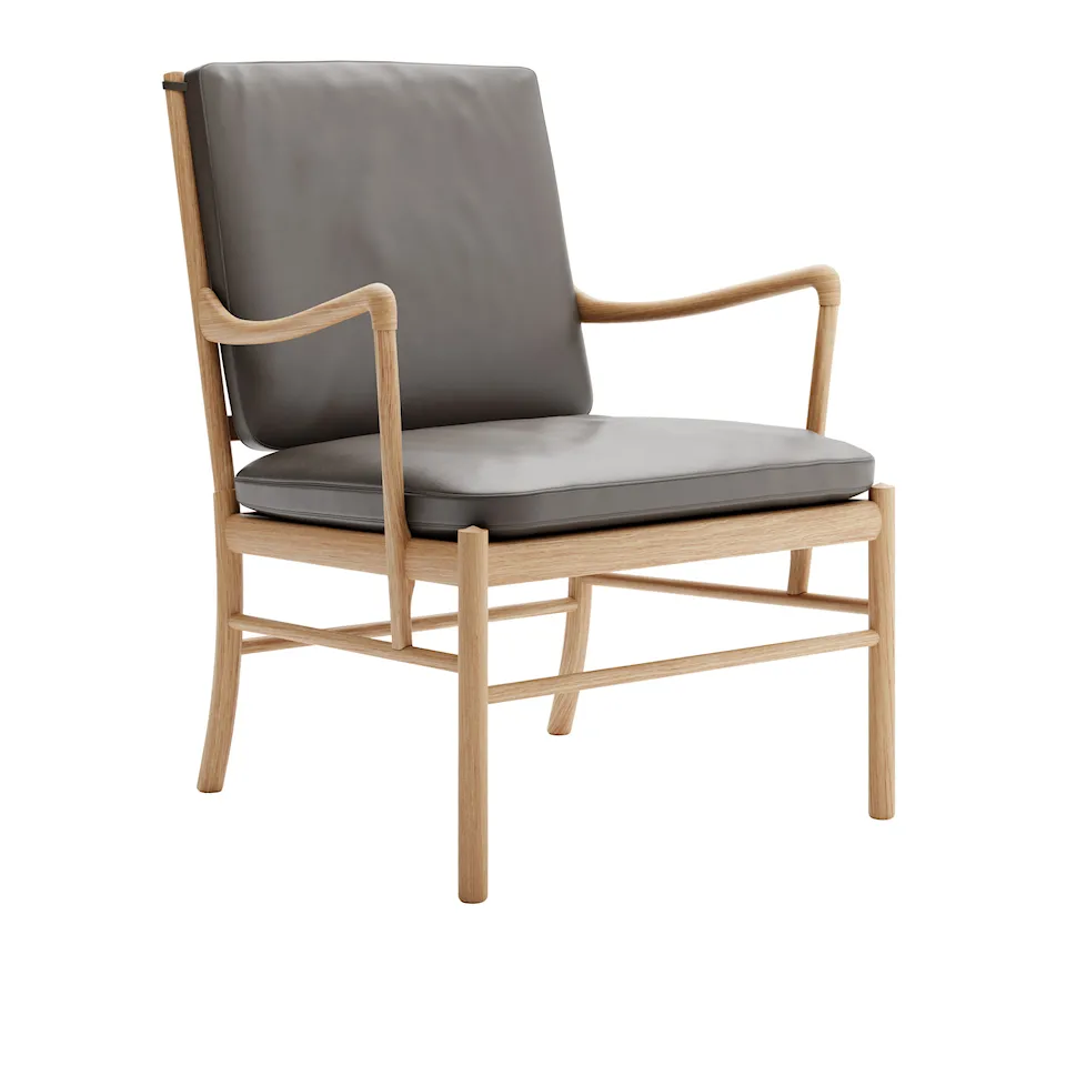 OW149 Colonial Chair oljad ek, klädd i Terra Jade 20368