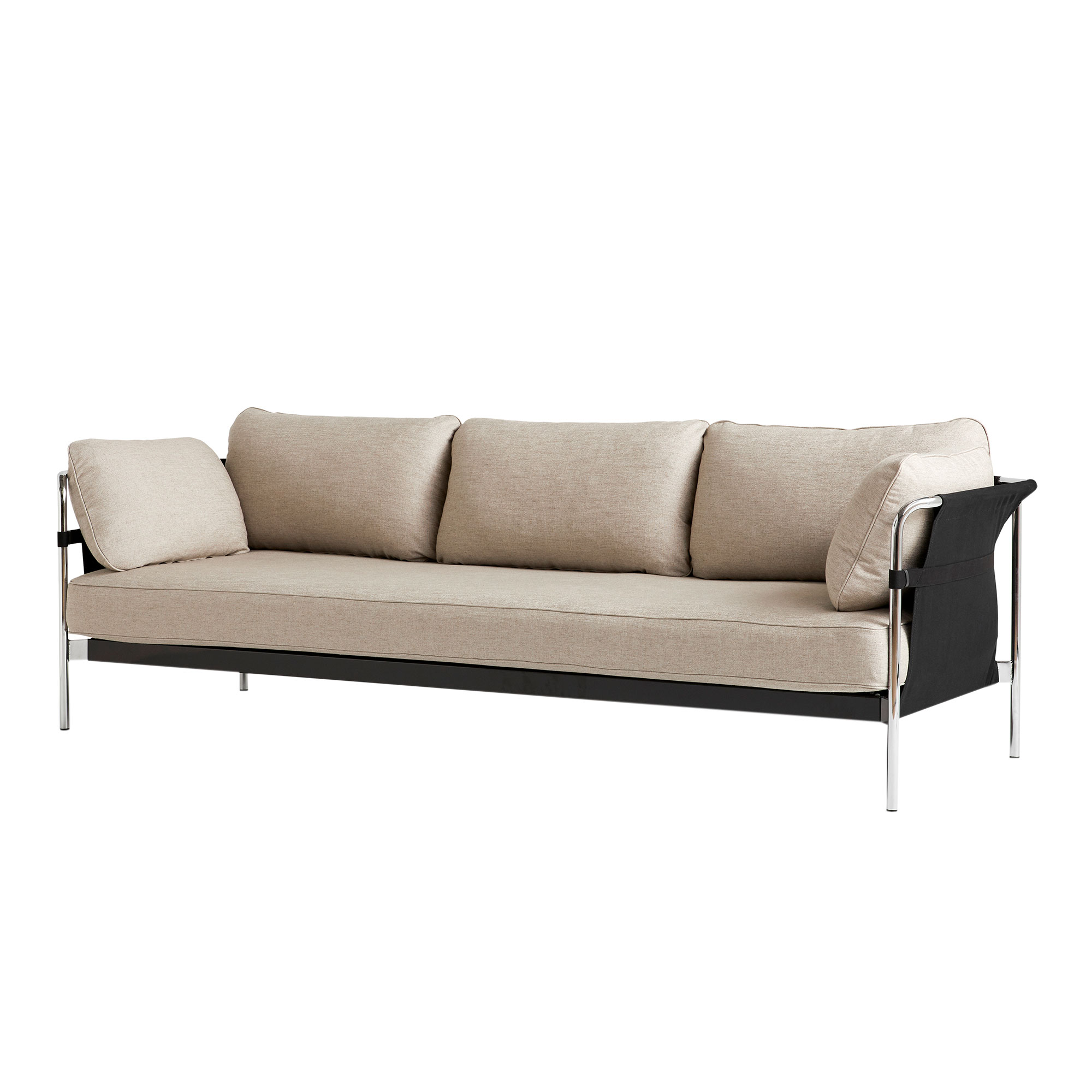 HAY - Can 3 Seater Ruskin 05 / Chrome Base Black Canvas - Soffor - Ronan & Erwan Bouroullec