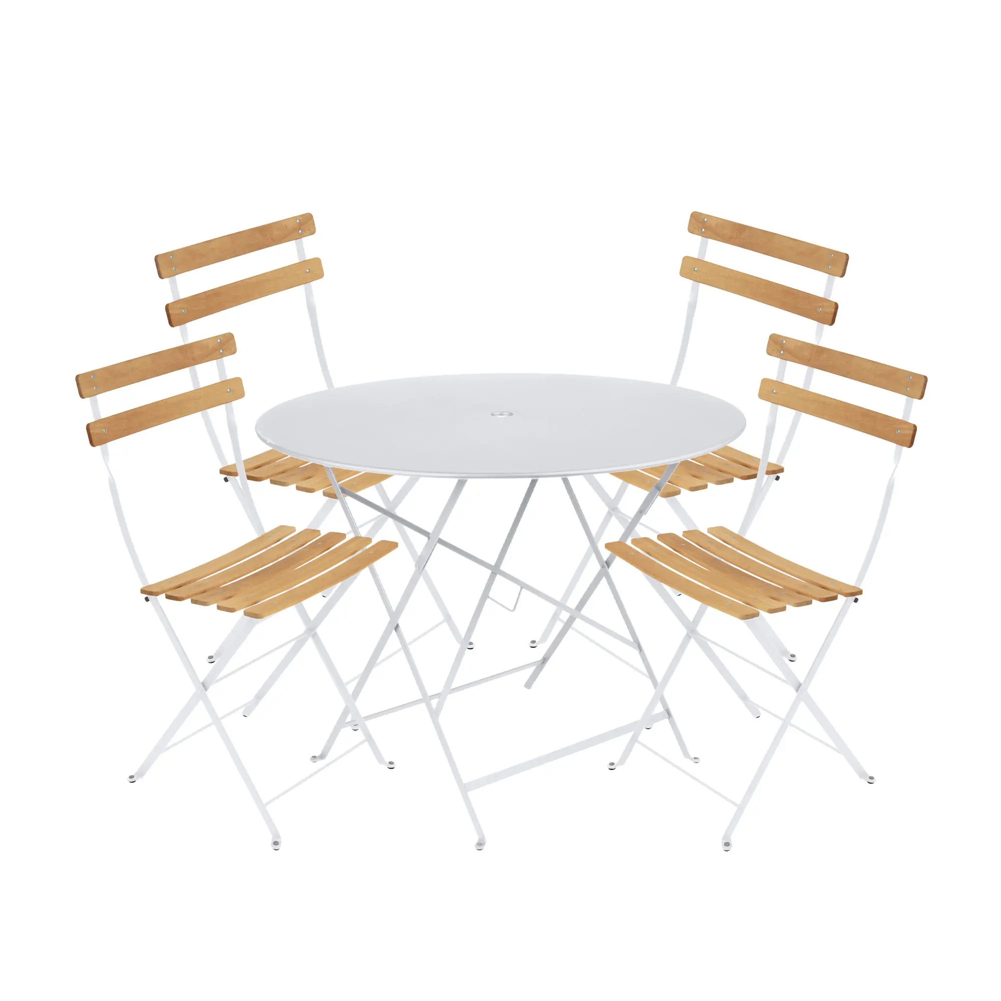 Bistro matgrupp Ø96cm & 4 trä stolar