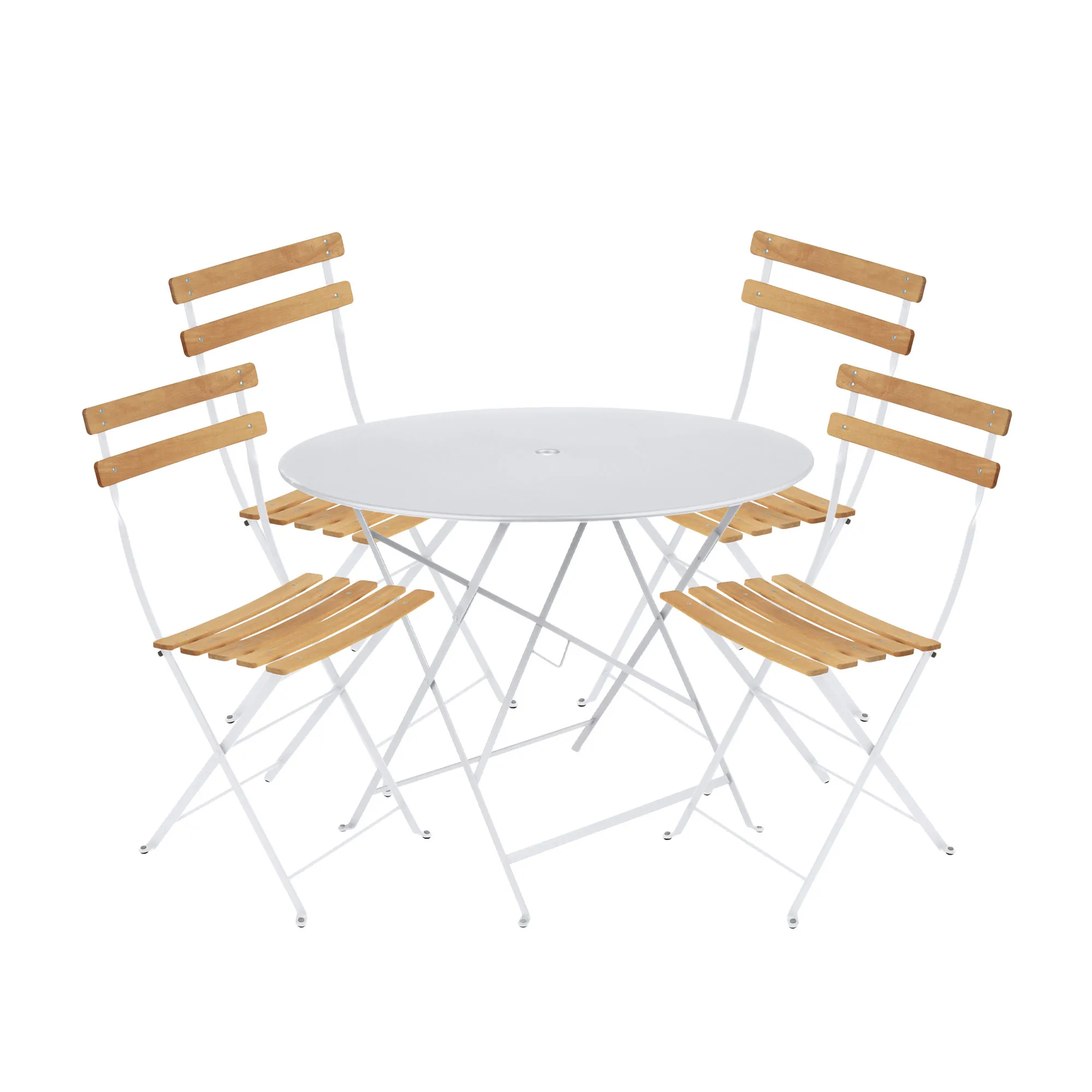 Bistro matgrupp Ø96cm & 4 trä stolar