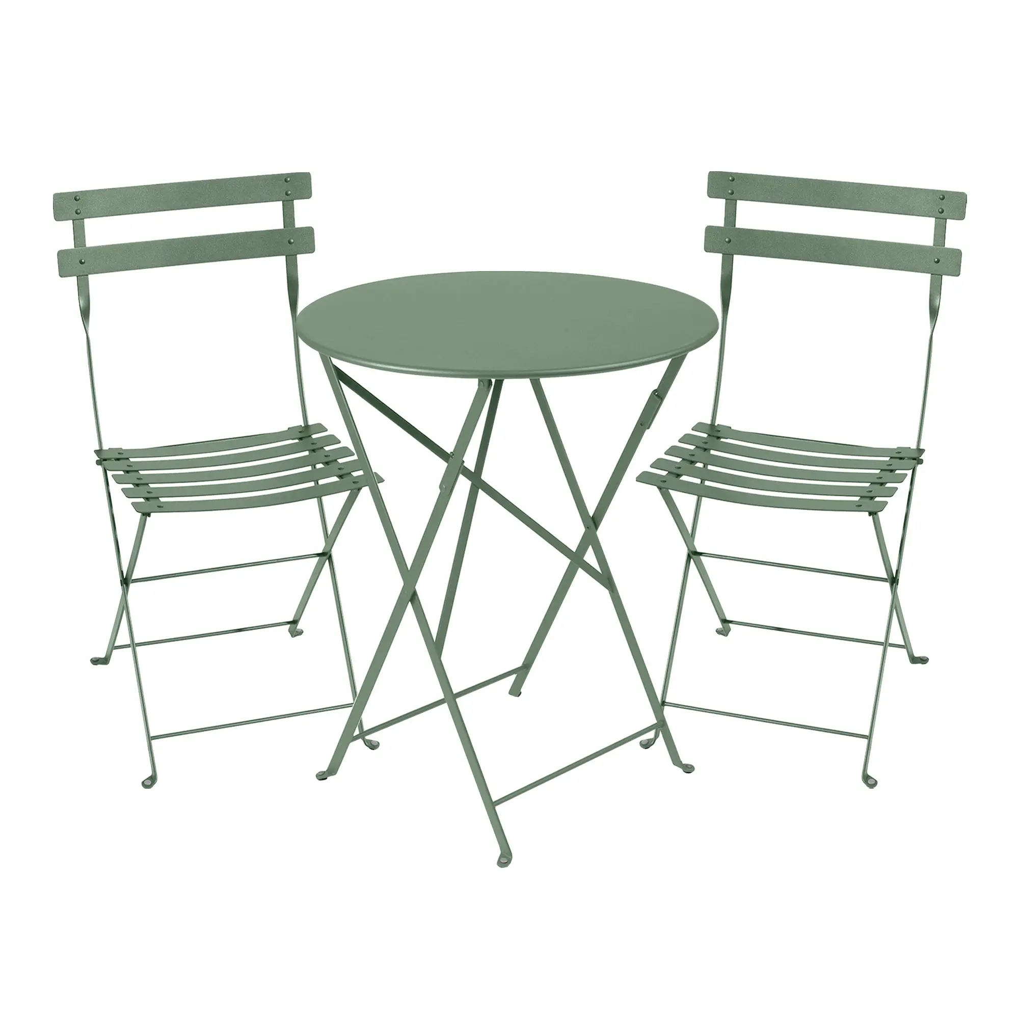 Bistro matgrupp runt bord Ø57cm & 2 metall stolar