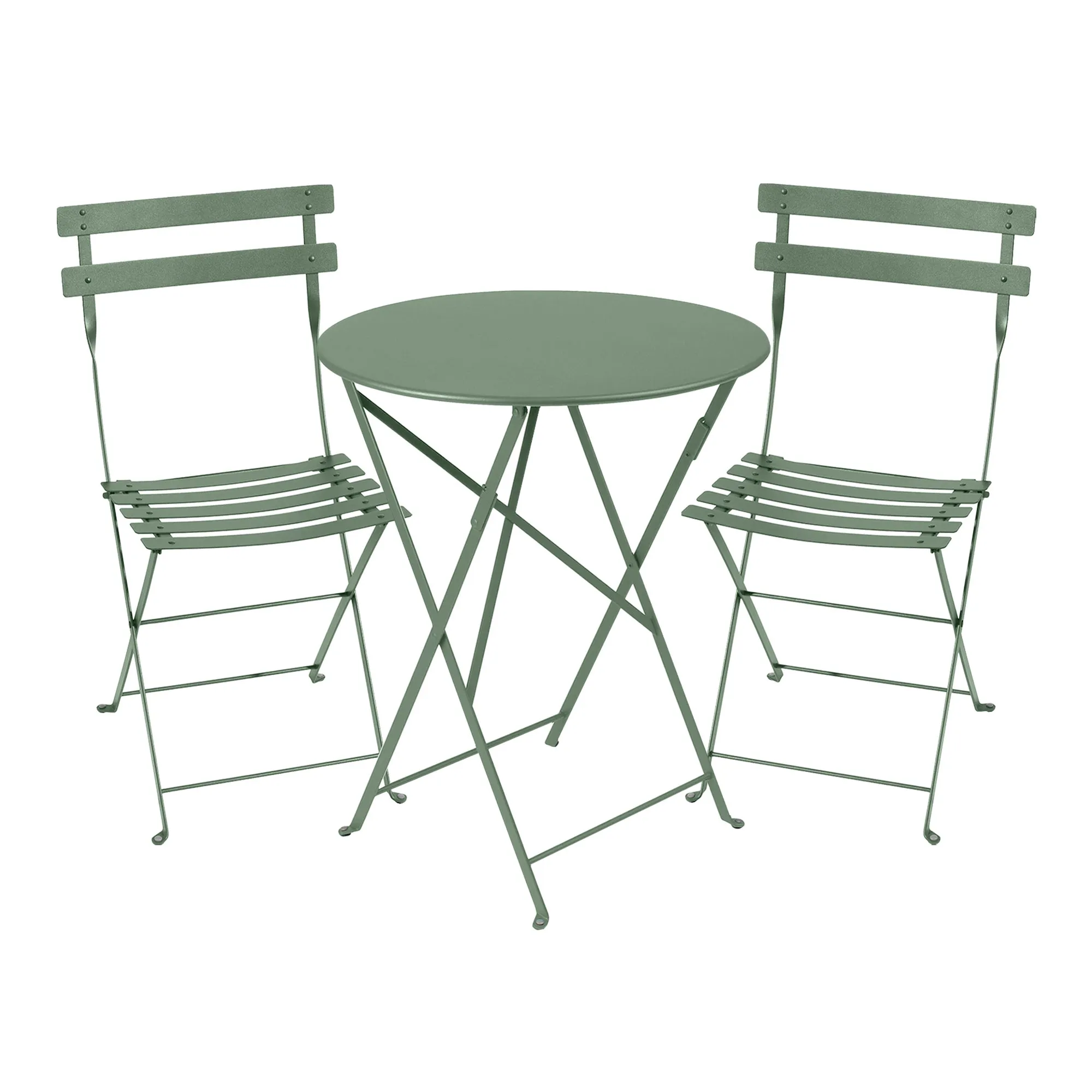 Bistro matgrupp runt bord Ø57cm & 2 metall stolar