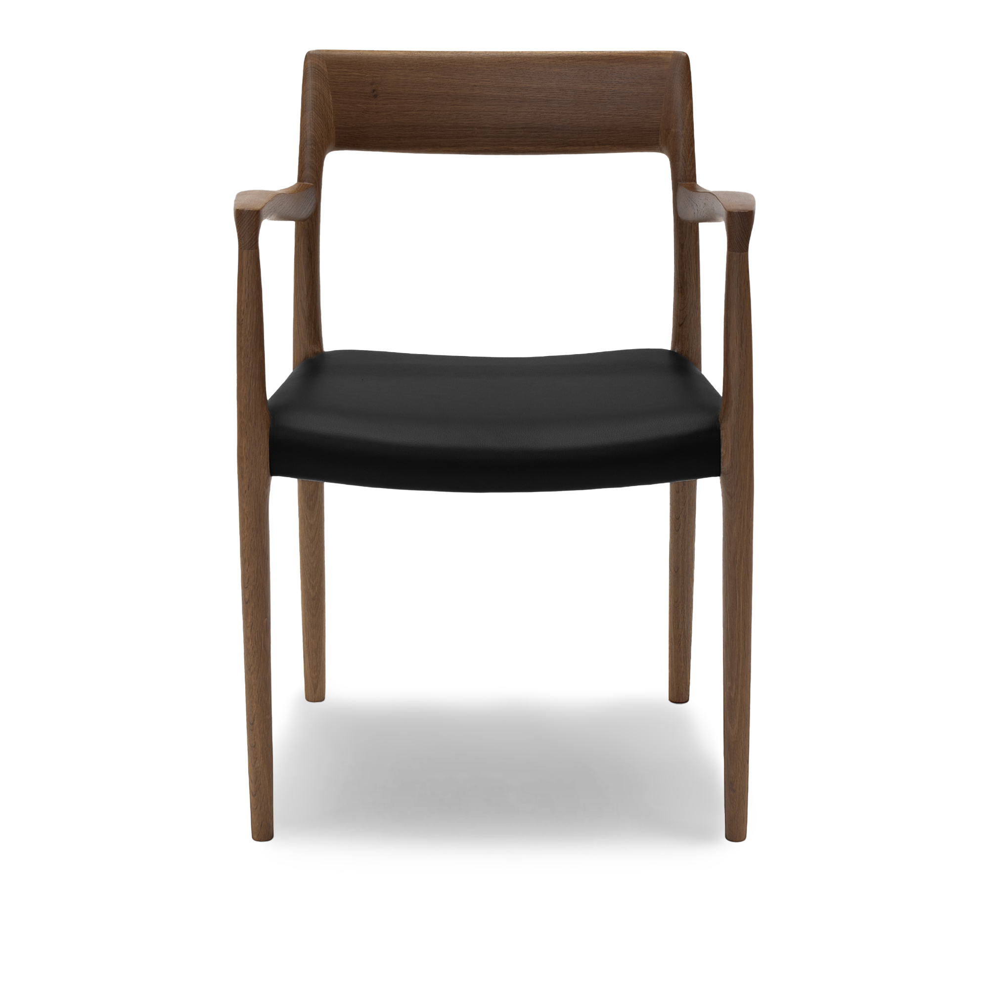 J.L. Møller - Model 57 dining chair Oak, Smoked, Leather – Roma 907 - Matstolar - Niels Otto Møller - Svart - Läder/Trä | Möbler - Stolar Och Pallar - Matstolar | Möbelexperten