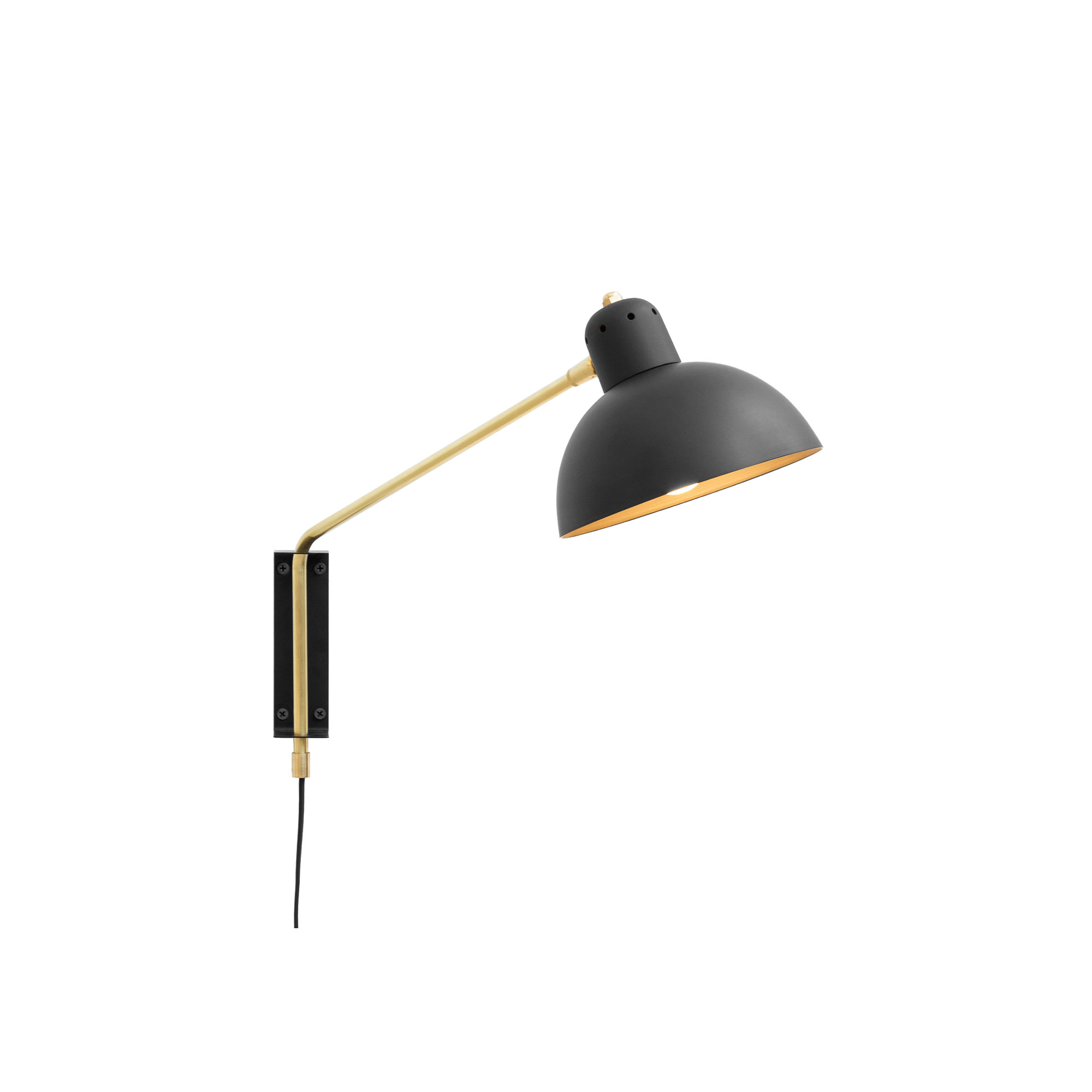Lambert & Fils - Waldorf Wall Small. Softwire, Black shade, Brass hardware - Vägglampor - Svart