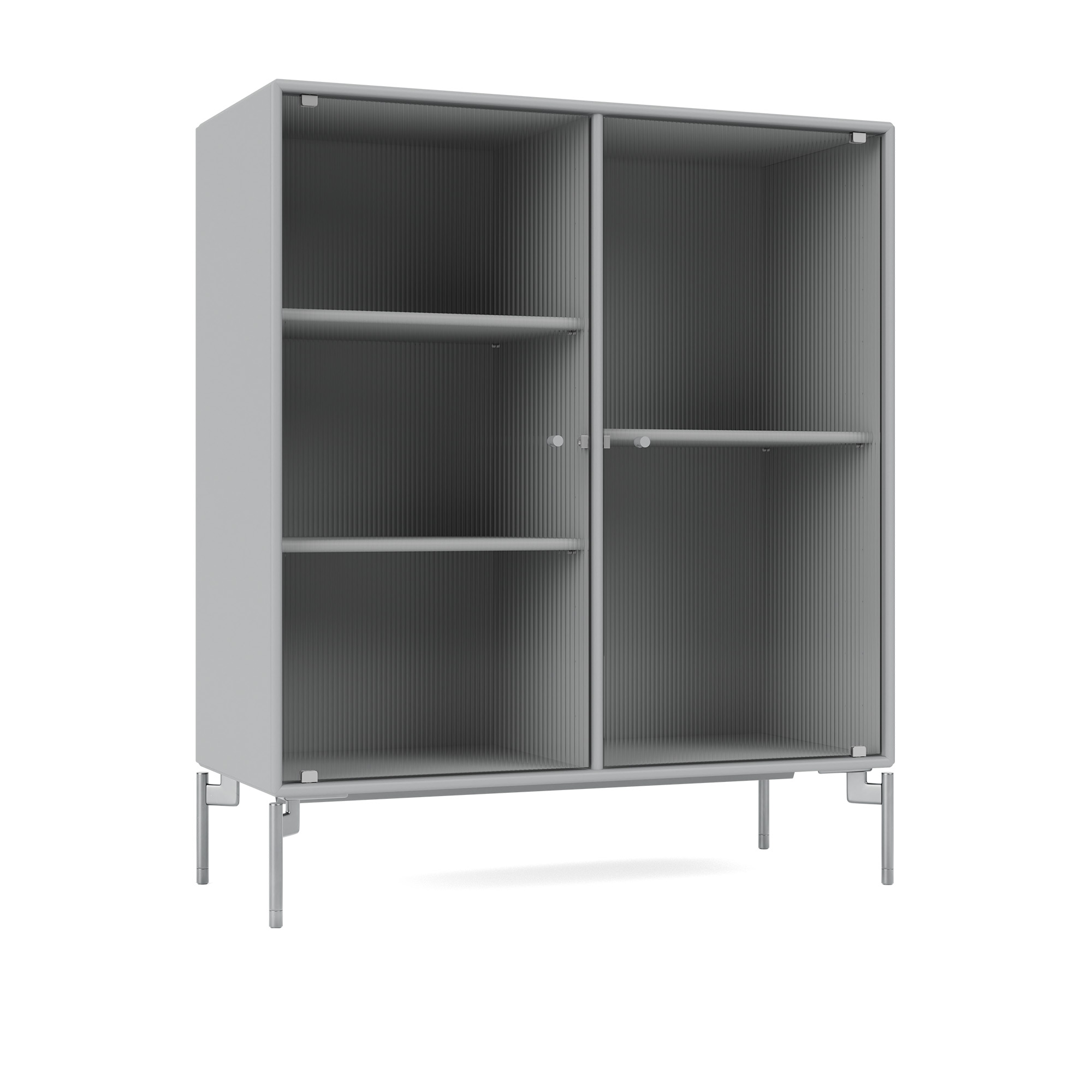 montana - ripple ii – vitrine cabinet 02-fjord matt chrome - skåp och vitrinskåp - peter j. lassen - blå - trä