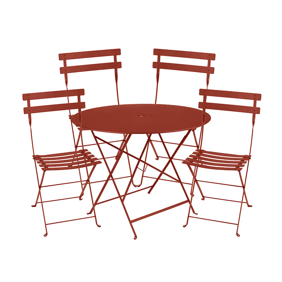 Bistro matgrupp Ø96cm & 4 metall stolar