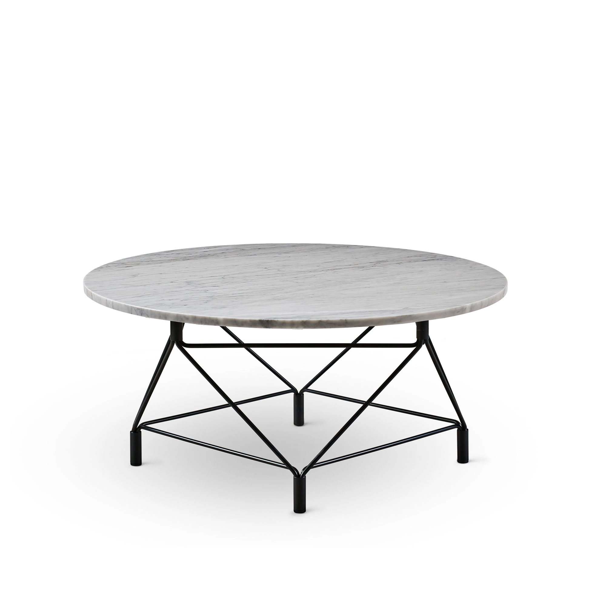 Eilersen - Spider Round Ø105, Marmor Vit, Underrede Svart, 38 cm - Soffbord - Andreas Hansen - Svart,Vit - Glas/Sten