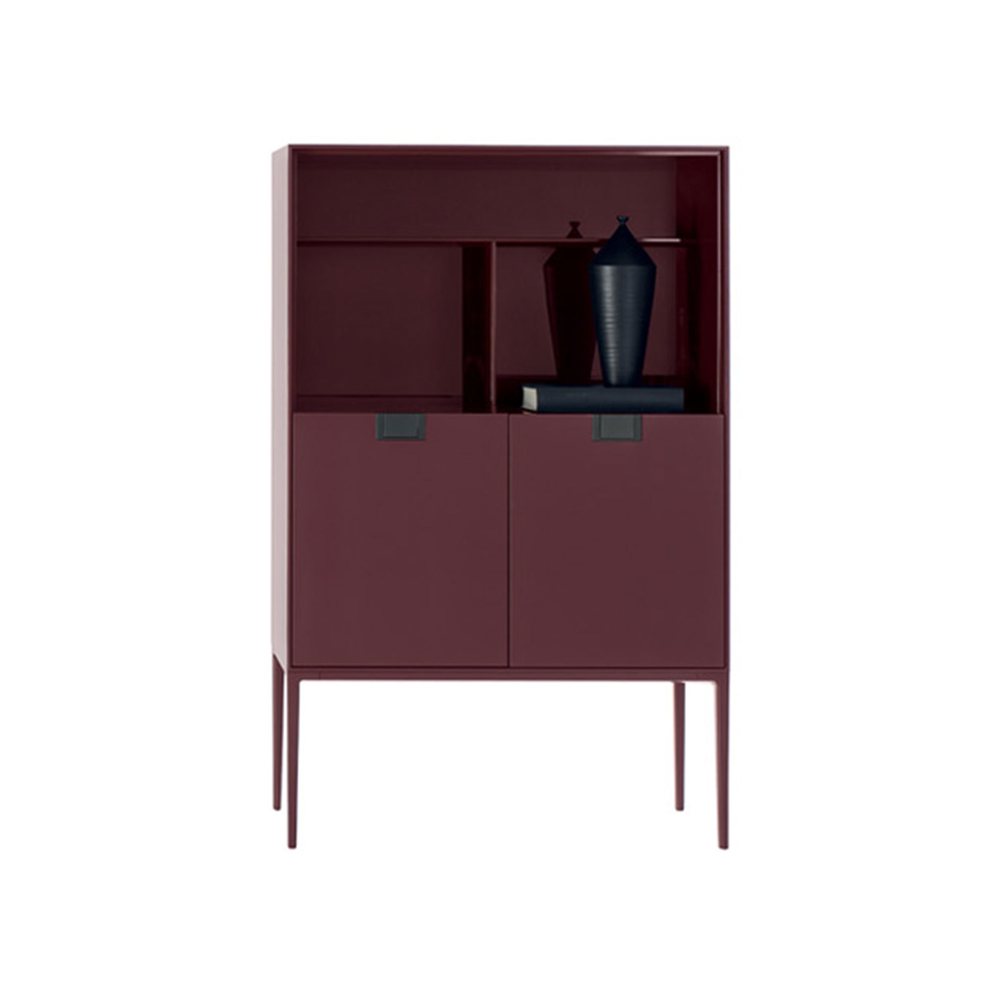 Maxalto - Alcor Storage 90, Black Shellac, 2 hinged doors and open compartments - Förvaringsskåp - Antonio Citterio - Svart - MDF/Metall