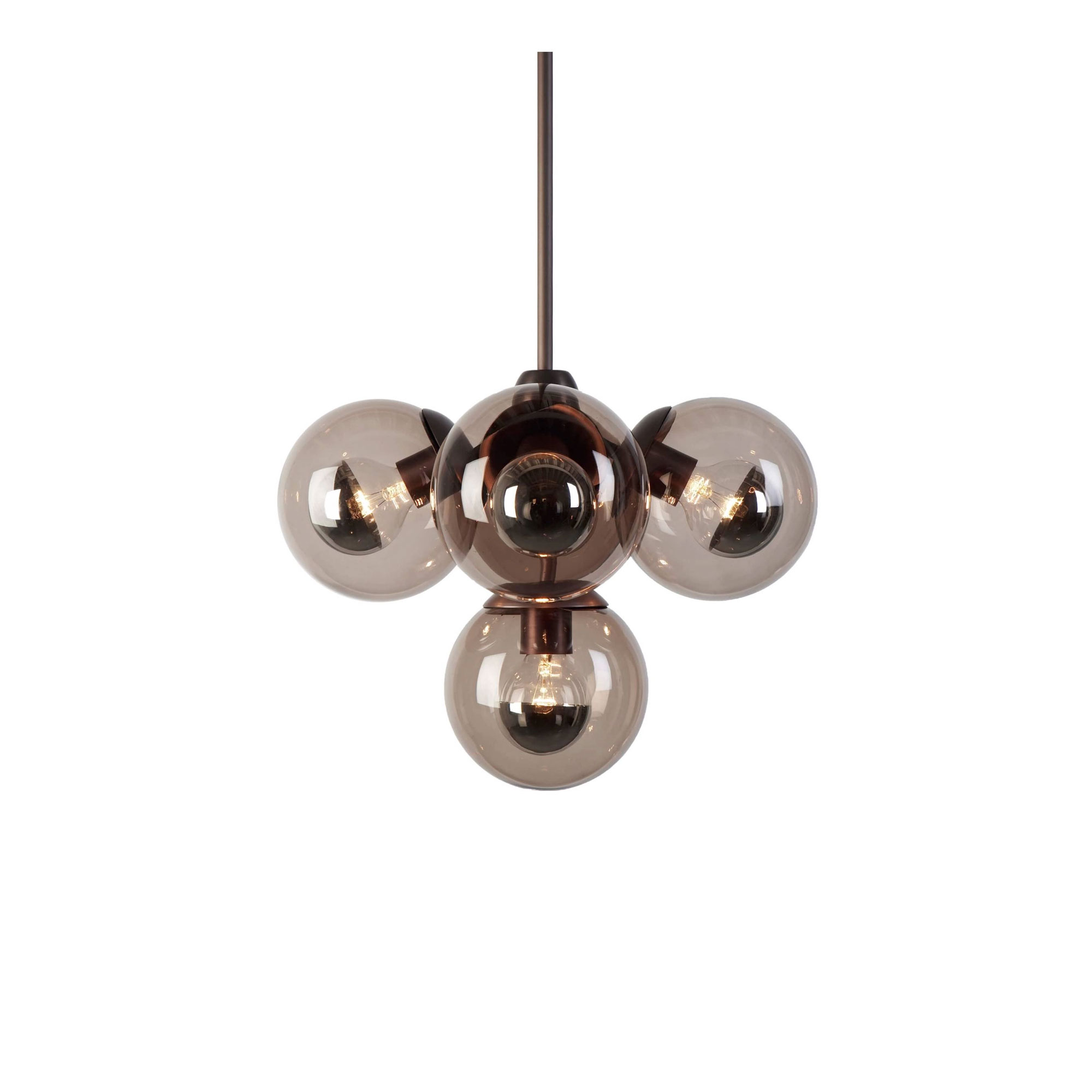 Roll & Hill - Modo Pendant - 5 Globes Mjölkfärgat glass, Svart - Pendellampor - Jason Miller - Svart,Vit