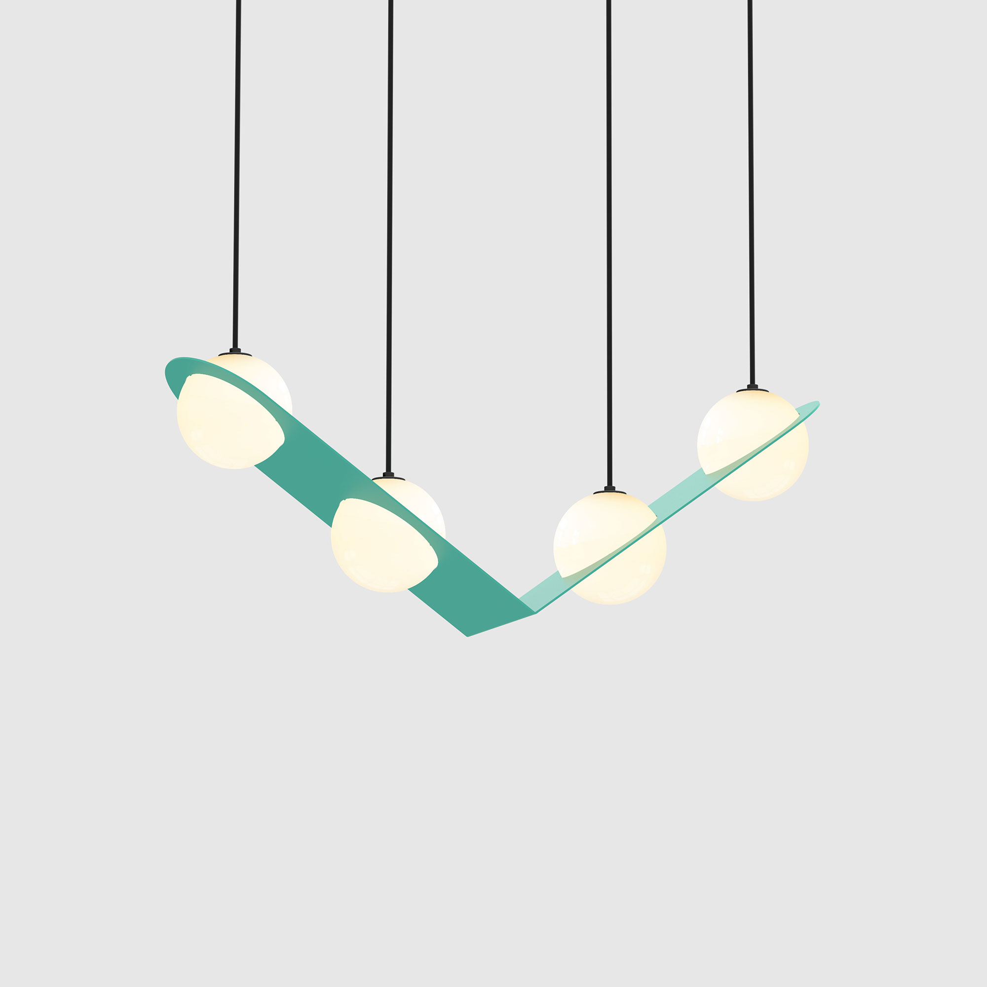 Lambert & Fils - Laurent 02, Parallel, Turquoise frame, Black wires, Black canopy - Pendellampor - Blå