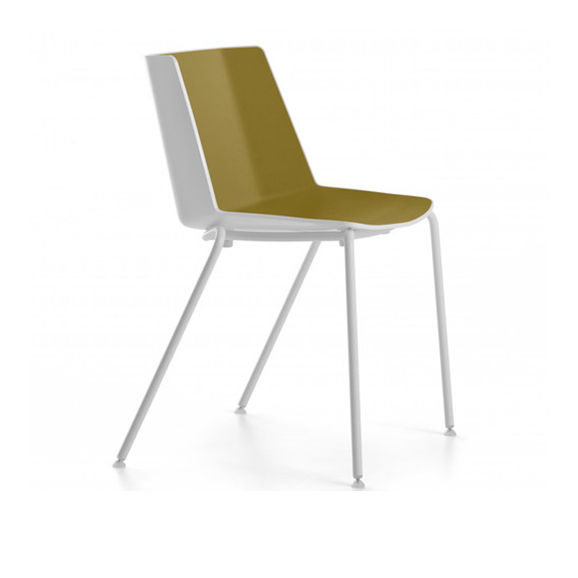 MDF Italia - Aiku Chair,  Gloss White/Light Grey Shell, 4-Legged Tapered Base, White Frame - Ruokapöydän tuolit - Jean-Marie Massaud - Harmaa - Metalli/Muovi