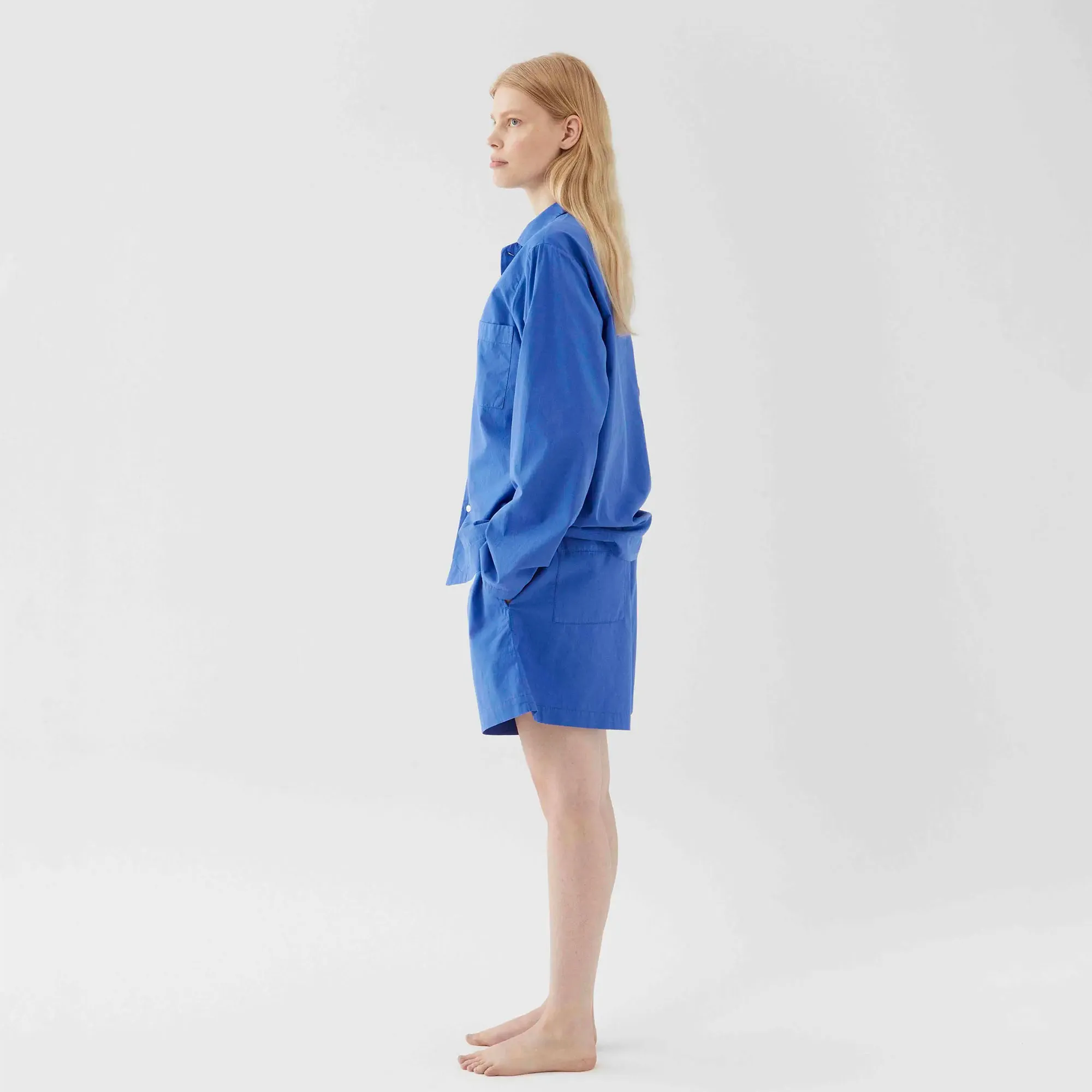 Poplin Pyjamas Shorts Royal Blue