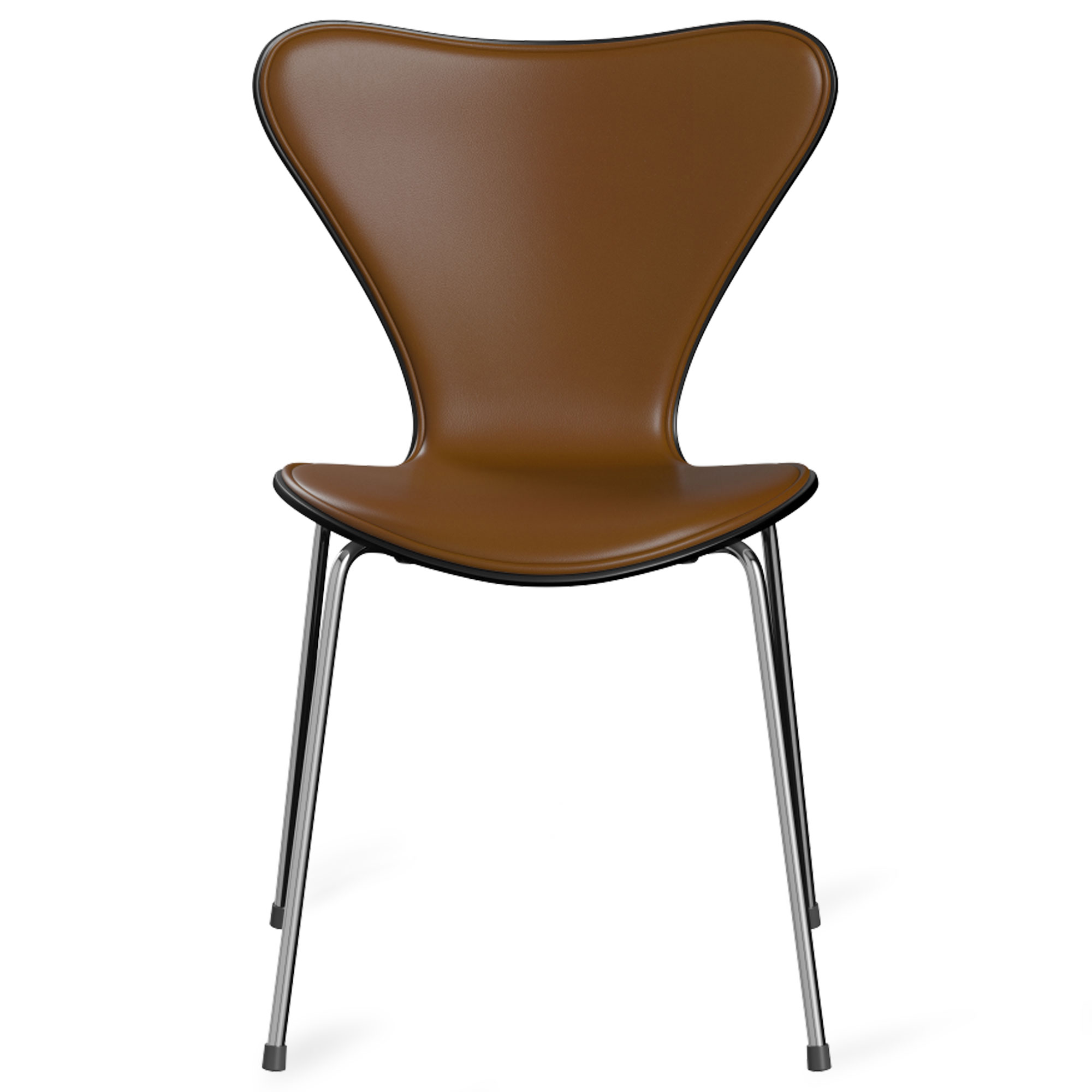 Fritz Hansen - Sjuan 3107 stol frontklädd chrome / soft walnut / black - Matstolar - Arne Jacobsen - Brun - Läder/Metall/Trä | Möbler - Stolar Och Pallar - Matstolar | Möbelexperten