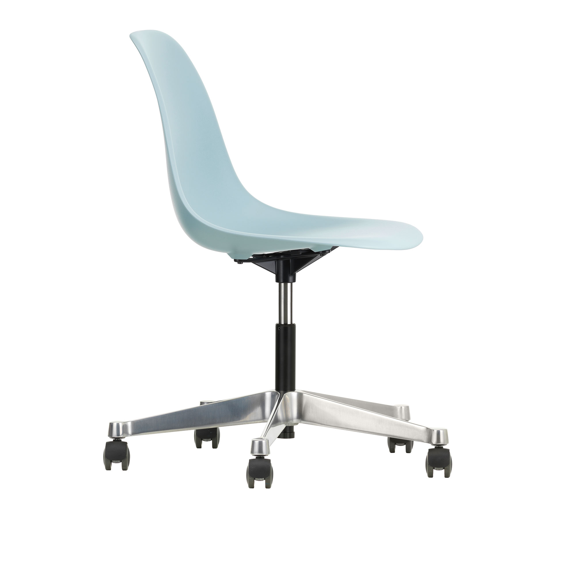 Vitra - Eames Plastic Chair PSCC - 23 Ice Grey - Castors Hard - Skrivbordsstolar - Charles & Ray Eames - Grå