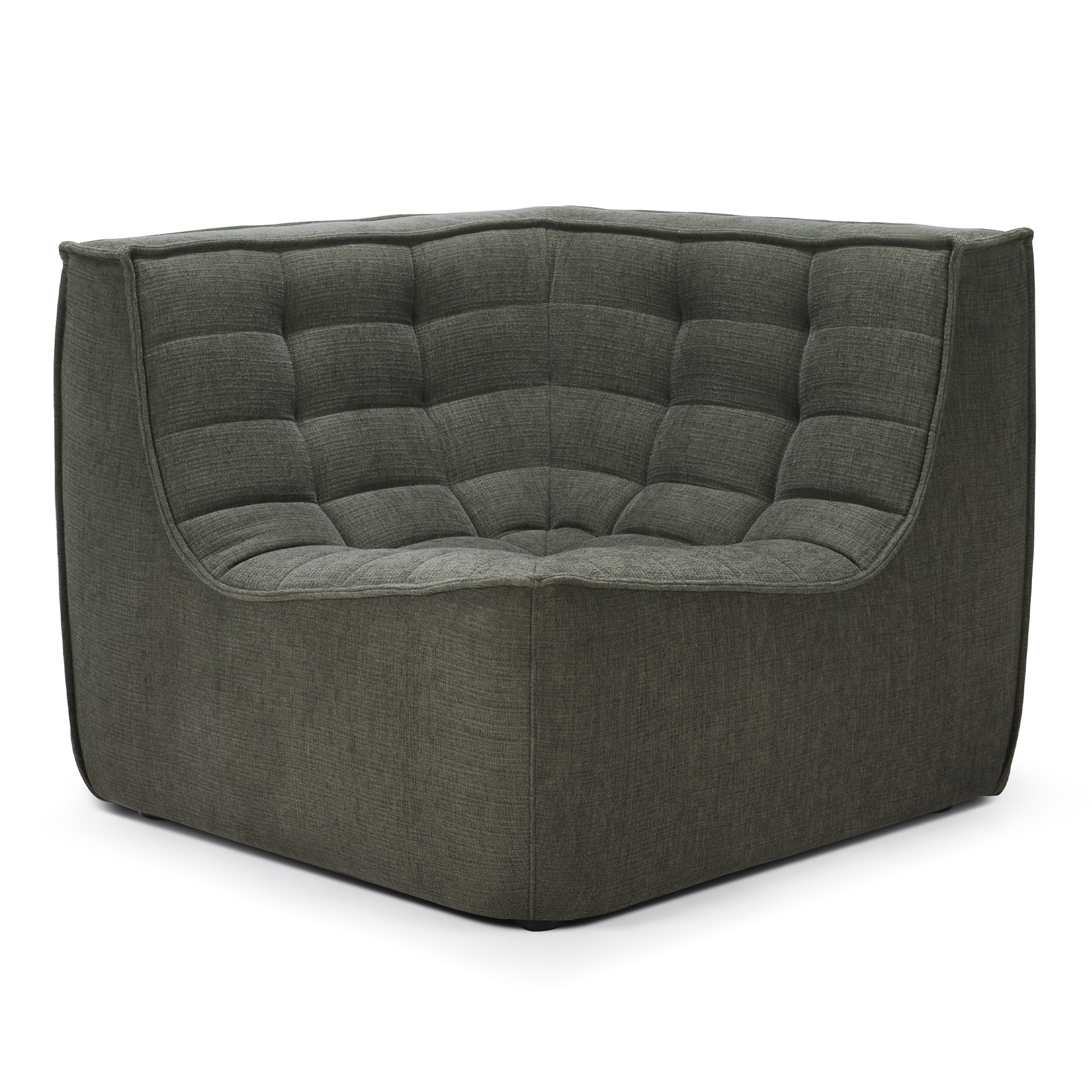 Ethnicraft - N701 Sofa - Moss Eco Fabric - Corner - Soffor - Jacques Deneef - Grön - Trä/Textilmaterial/Skum | Möbler - Soffor Och Dagbäddar - Soffor | Möbelexperten