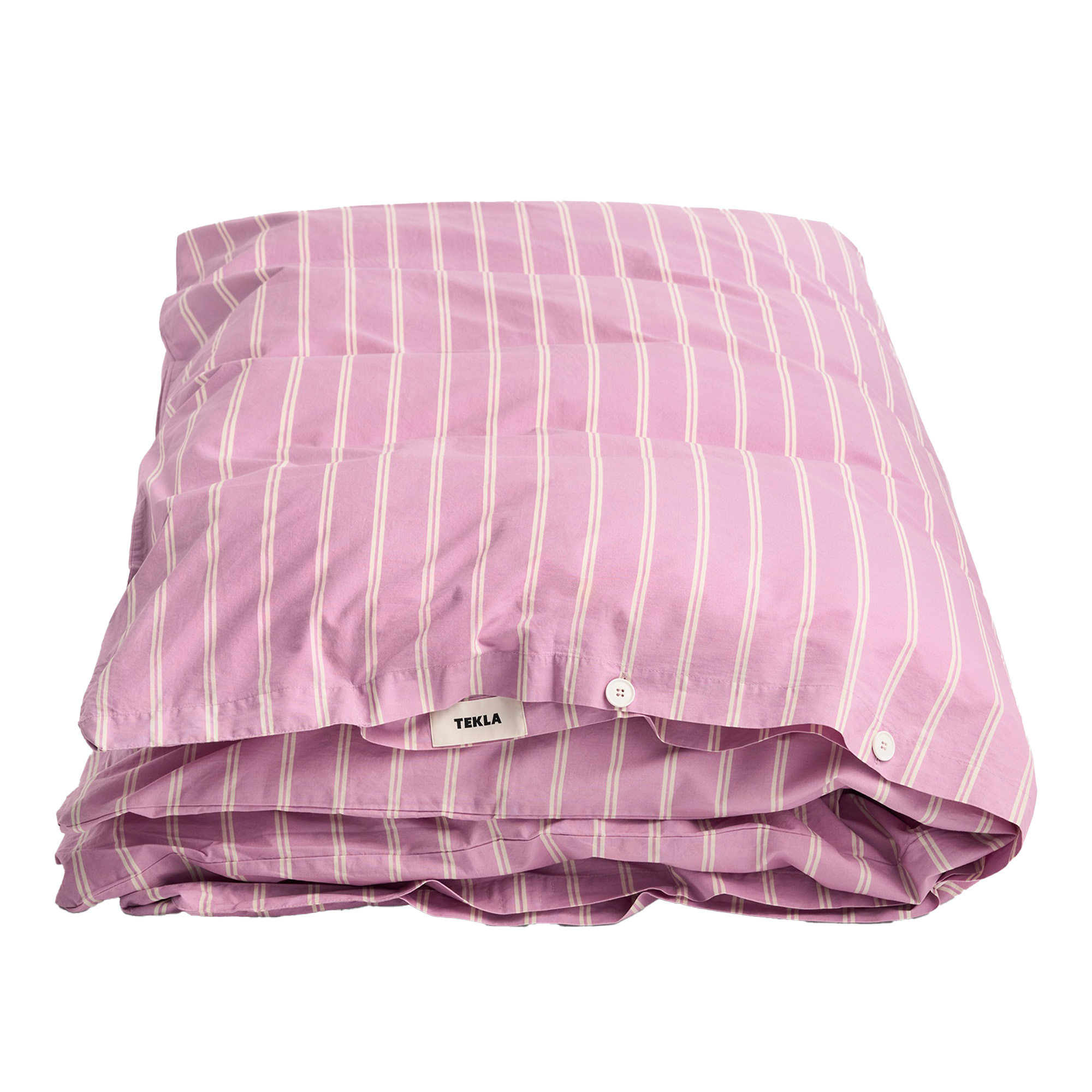 Tekla - Percale Stripes Single Duvet Cover, 150x210, Mallow Pink Stripes - Påslakan | Textilier - Sovrumstextilier - Påslakan | Möbelexperten