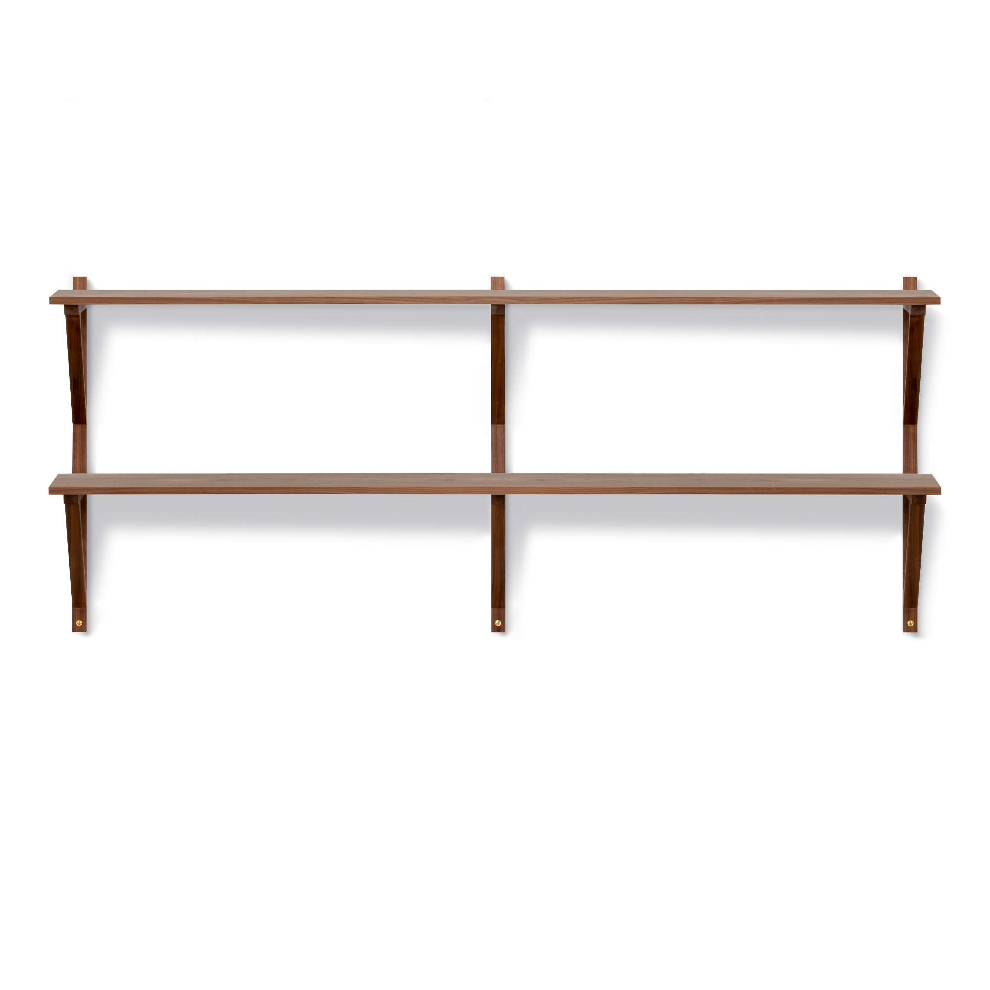 Fredericia Furniture - BM29 Shelf - 2 compartments - 2 shelves - DxWxH: 26x149x61 cm - Walnut lacquer - Vägghyllor - Børge Mogensen - Träfärgad - Trä