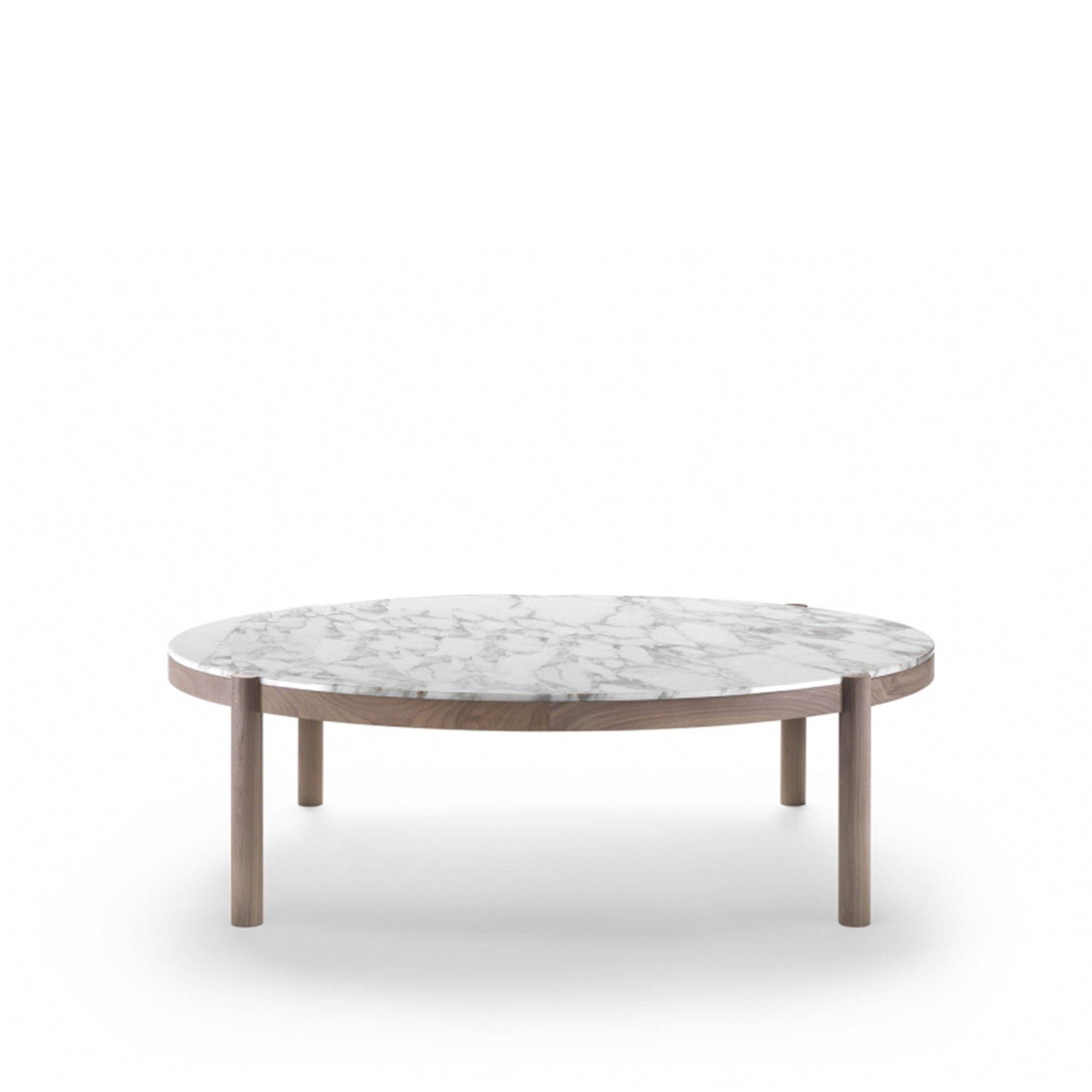 Flexform - Gustav Small Table Ø125 H35 Frame: Canaletto Walnut, Top: Carrara - Sofabord - Carlo Colombo - Tre/Stein