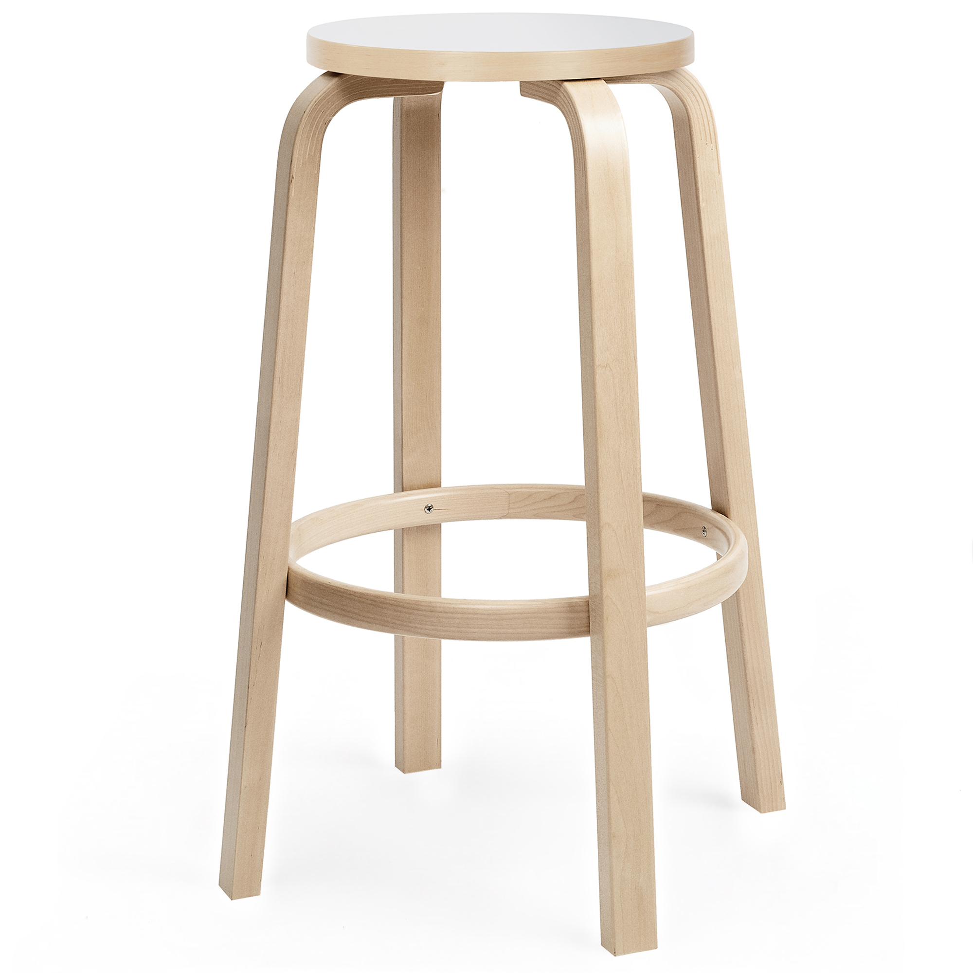 Artek - Barstol 64, 75 cm, Klarlackad bj&ouml;rk Vit laminat - Barstolar - Alvar Aalto - Tr&auml;f&auml;rgad - Tr&auml;