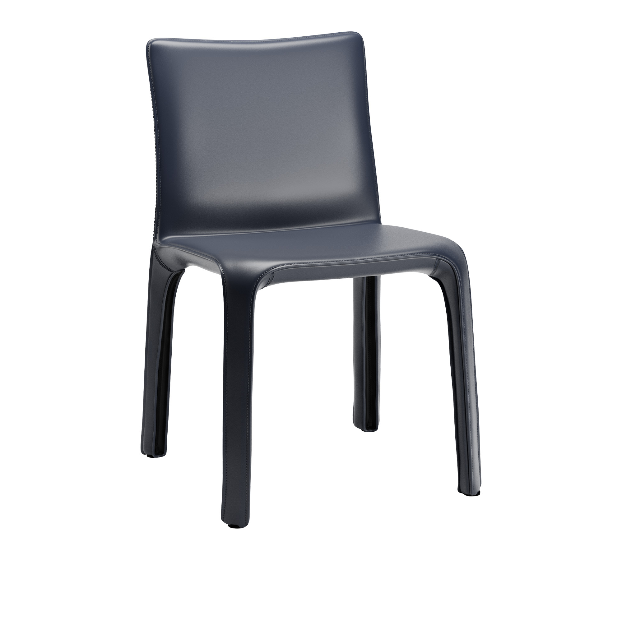 Cassina - 412 Cab Chair, Saddle Leather Blue - Spisestoler - Mario Bellini - Blå - Lær/Metall