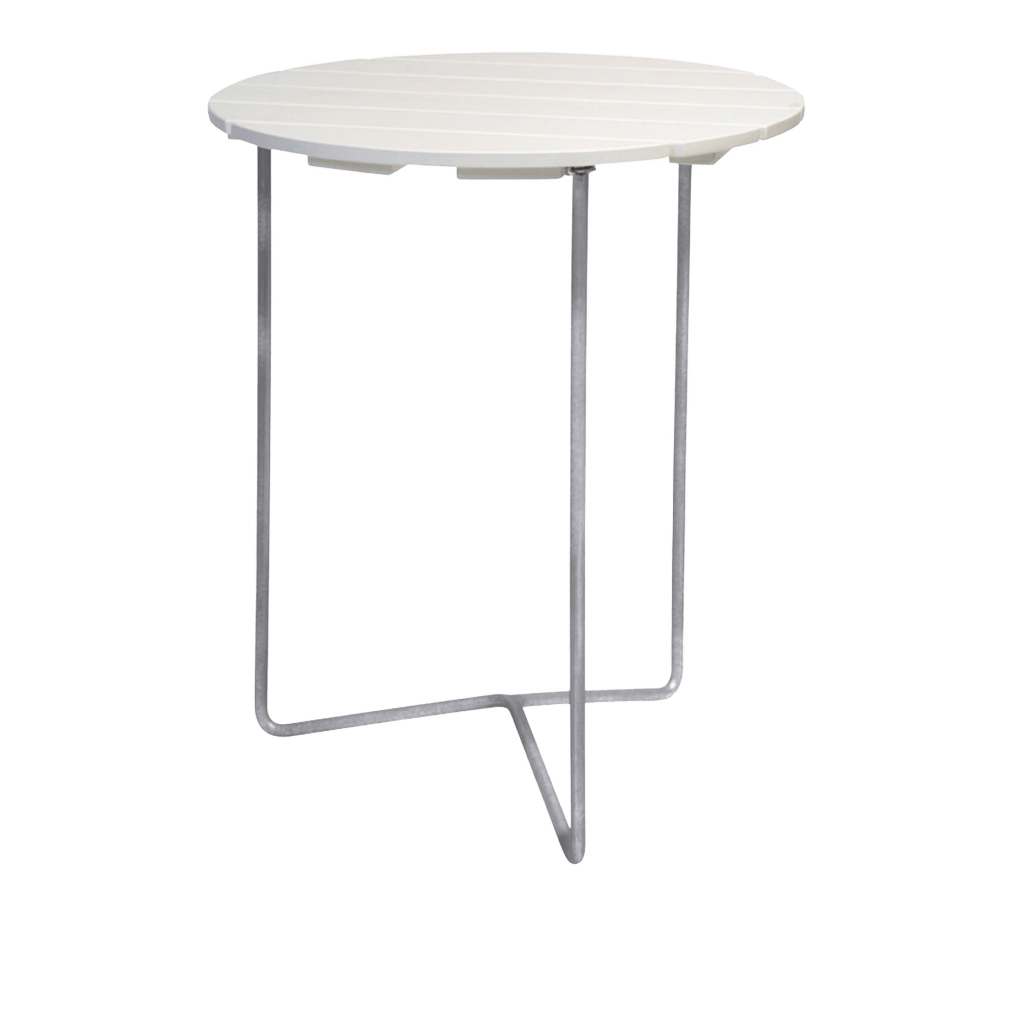 Grythyttan Stålmöbler - Bord 6B Ø60 cm Varmförzinkat stativ Vitlackerad ek - Småbord och sidobord utomhus - Vit - Trä | Utemöbler - Utebord - Småbord Och Sidobord Utomhus | Möbelexperten