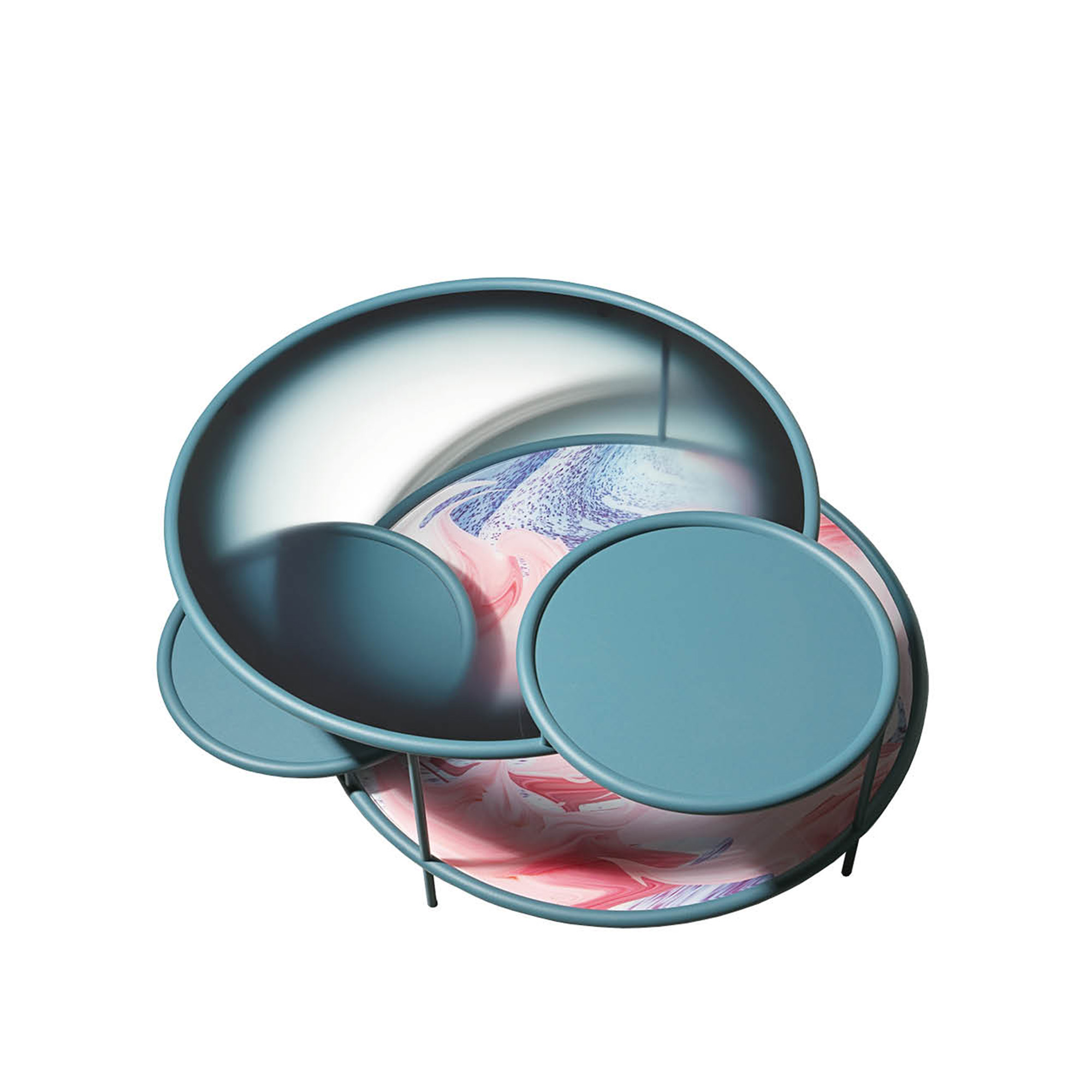 Driade - Sangaku Coffee Table - Blue/Texture Candyland - Sofabord - Elena Salmistraro - Blå - Glass/Metall