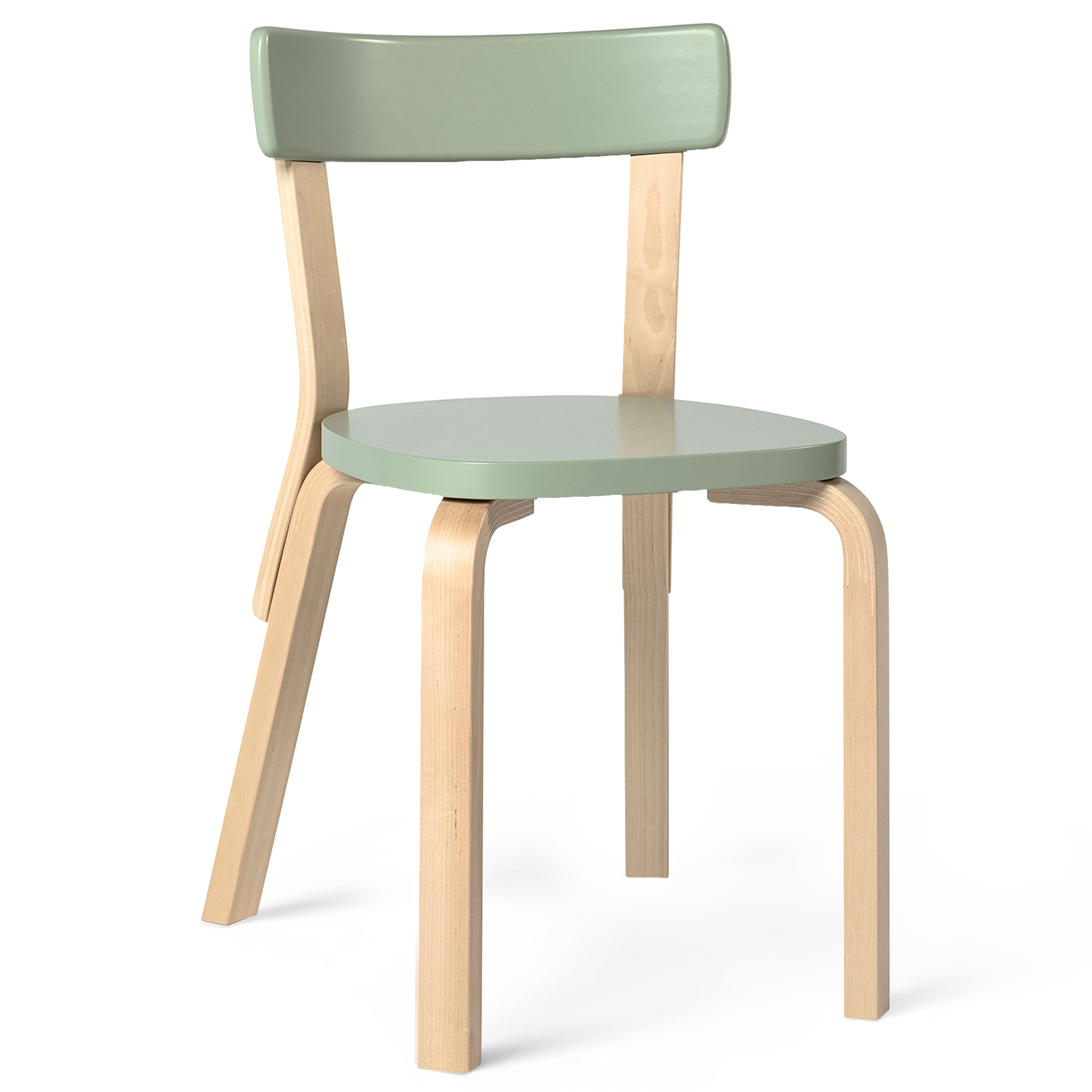 Artek - Stol 69, Klarlackade ben, Lackad gr&ouml;n sits - Matstolar - Alvar Aalto - Gr&ouml;n - Tr&auml;
