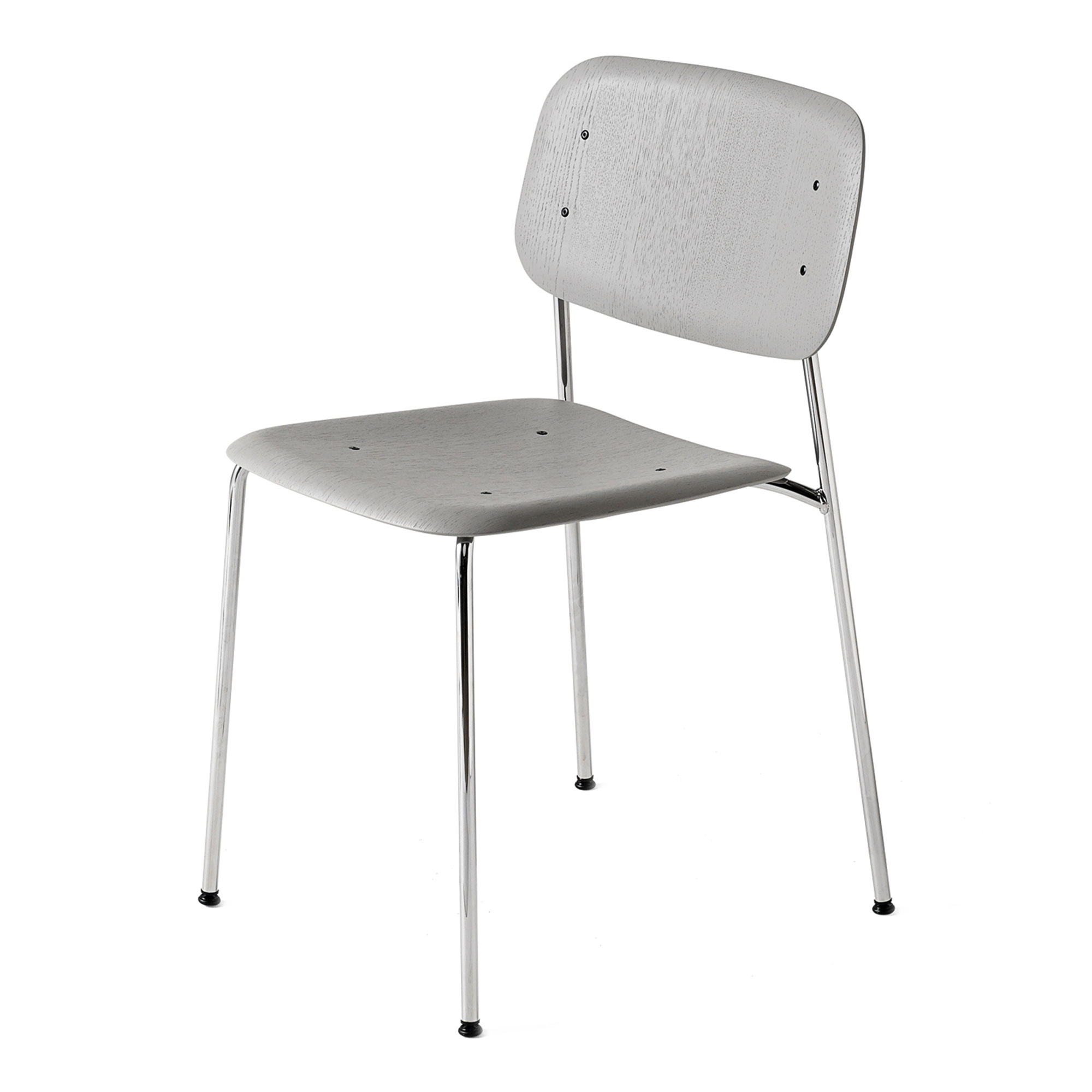 HAY - Soft Edge 70 Soft Grey Water based Lacq Oak / Chrome Base - Matstolar - Iskos-Berlin - Metall/Trä