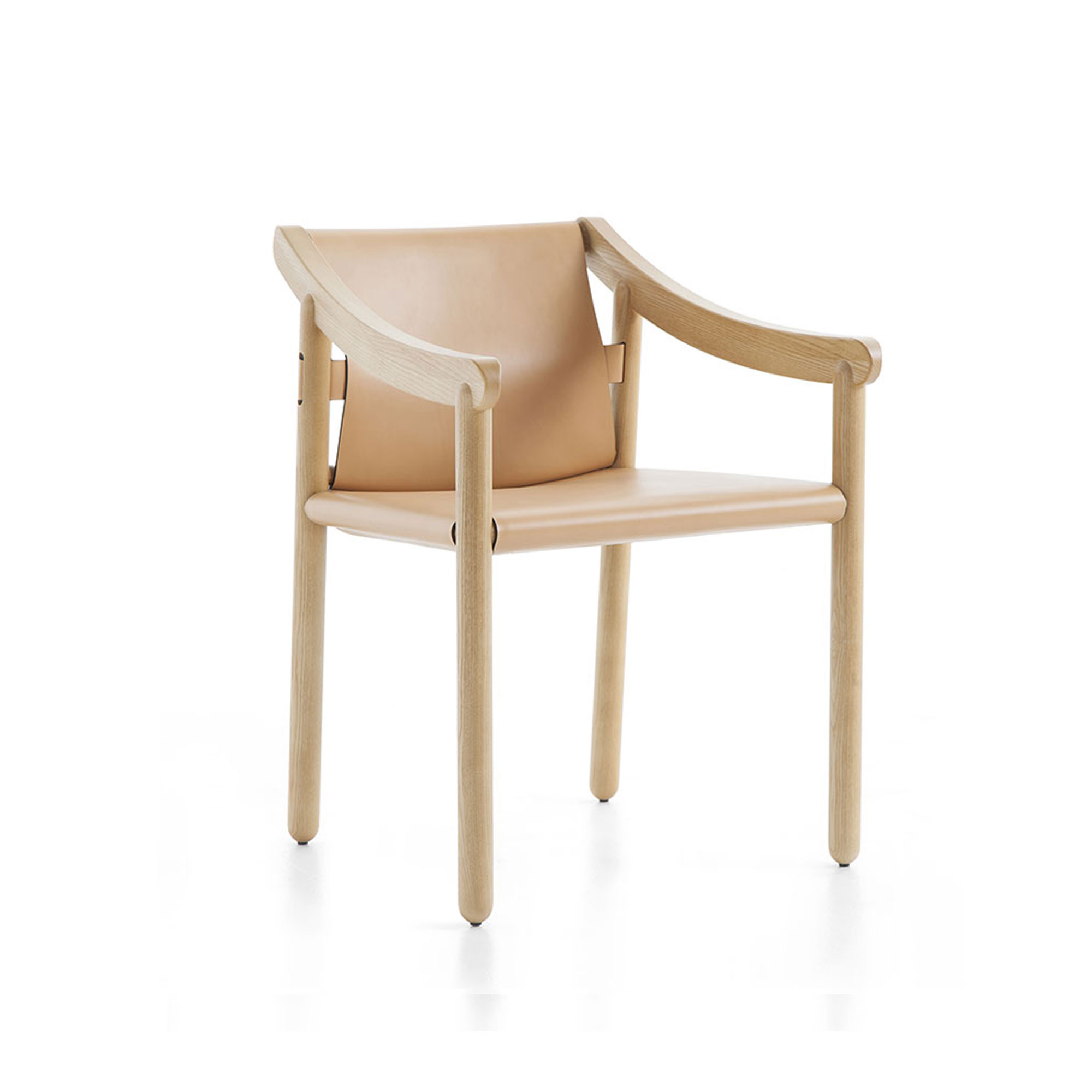 Cassina - 905 Chair, Saddle Leather Seat And Back, Frame Oak Stained Ashwood, Natural - Spisestoler - Vico Magistretti - Beige - Lær/Tre