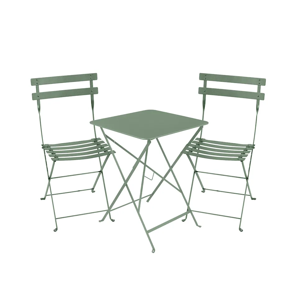 Bistro matgrupp bord 57cm & 2 metall stolar