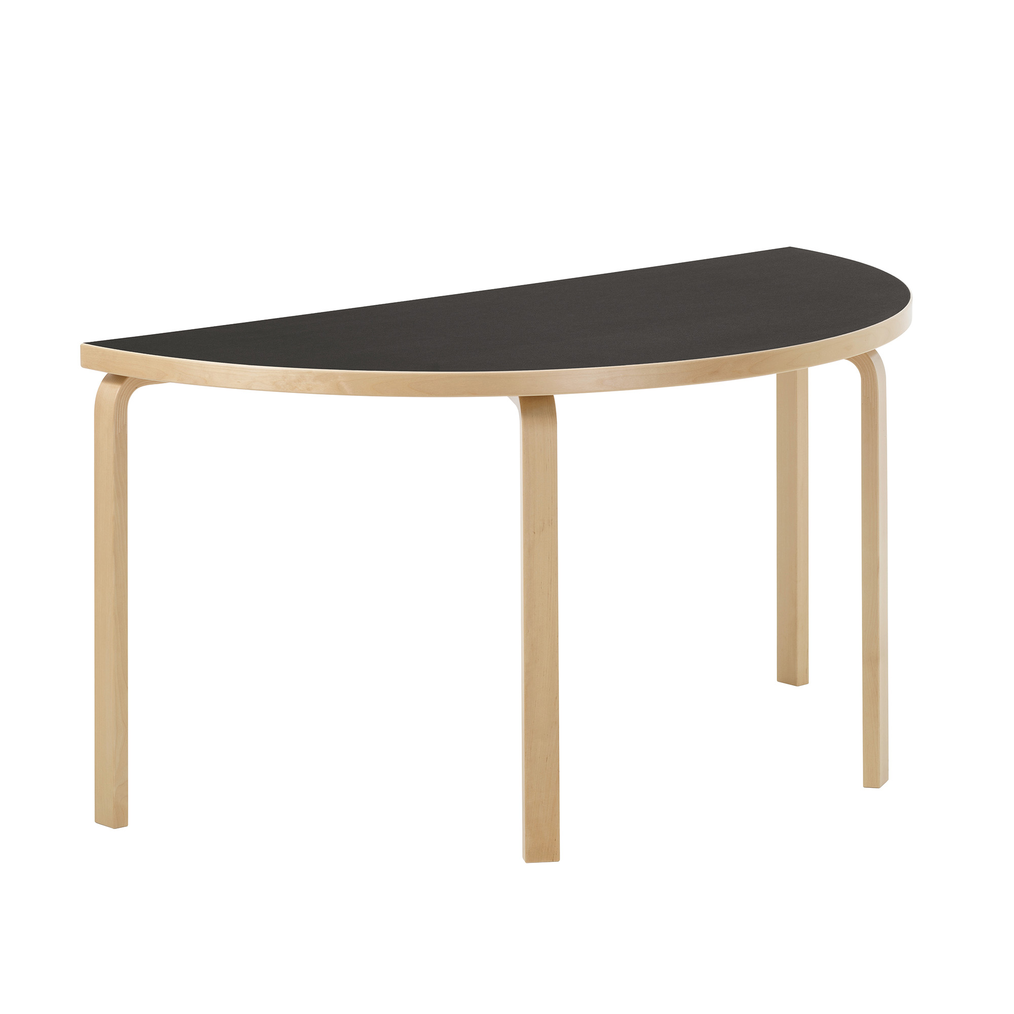 Artek - Aalto bord halvcirkel 96 svart linoleum - Matbord - Alvar Aalto - Svart - Trä