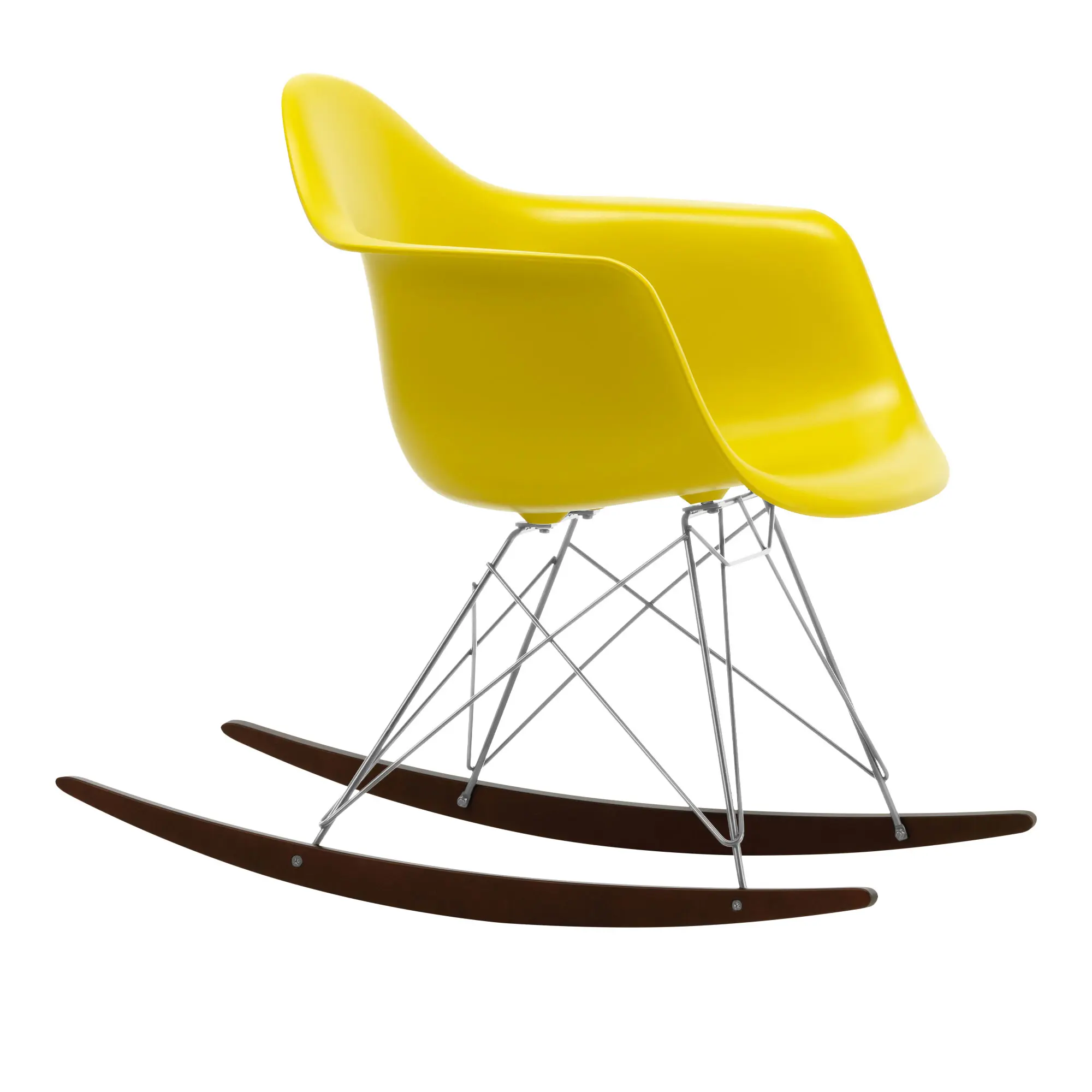 Eames RE Plastic Armchair RAR gyngestol Chrome/Dark Maple