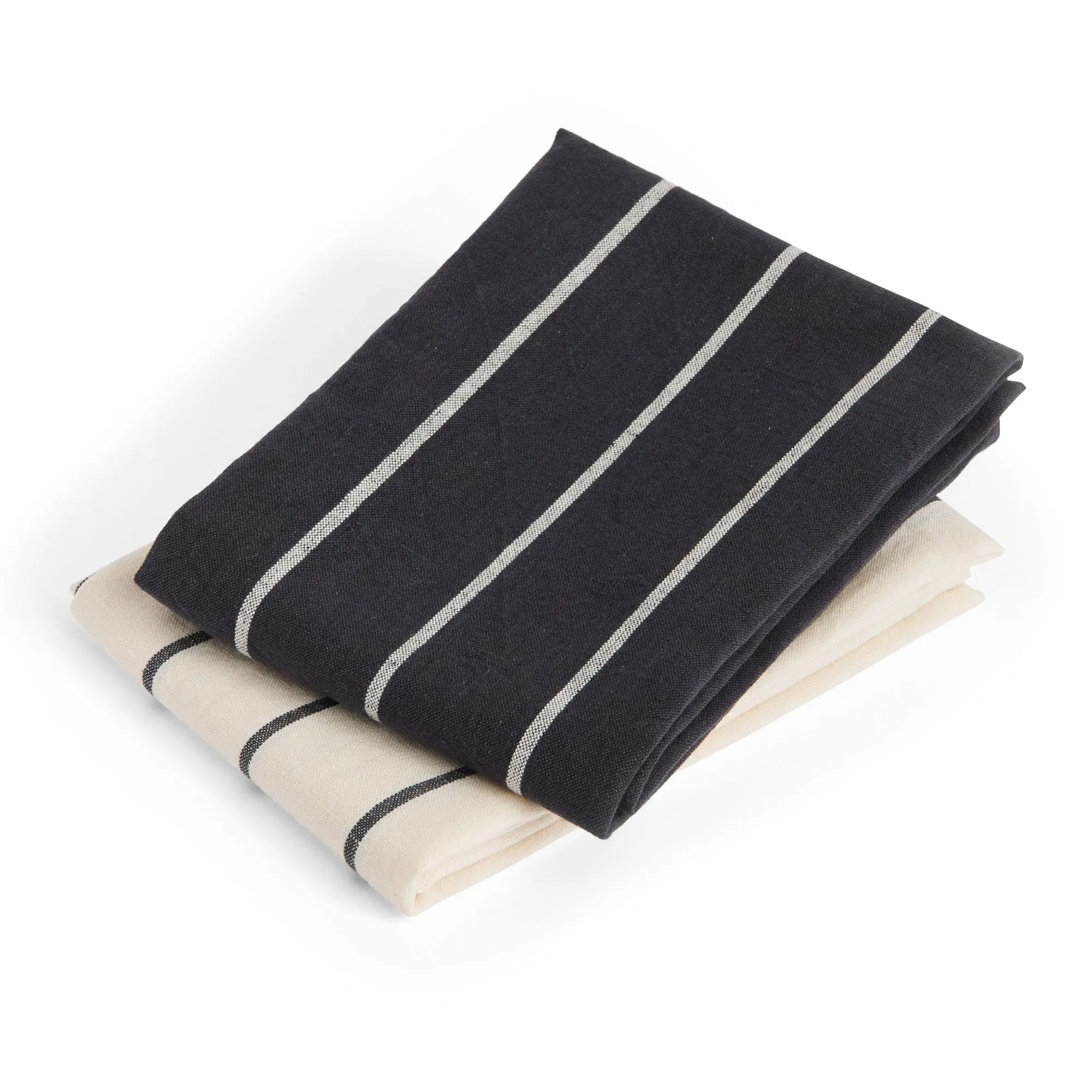 Outdoor Market Tea Towel Set of 2 Beige with red stripe