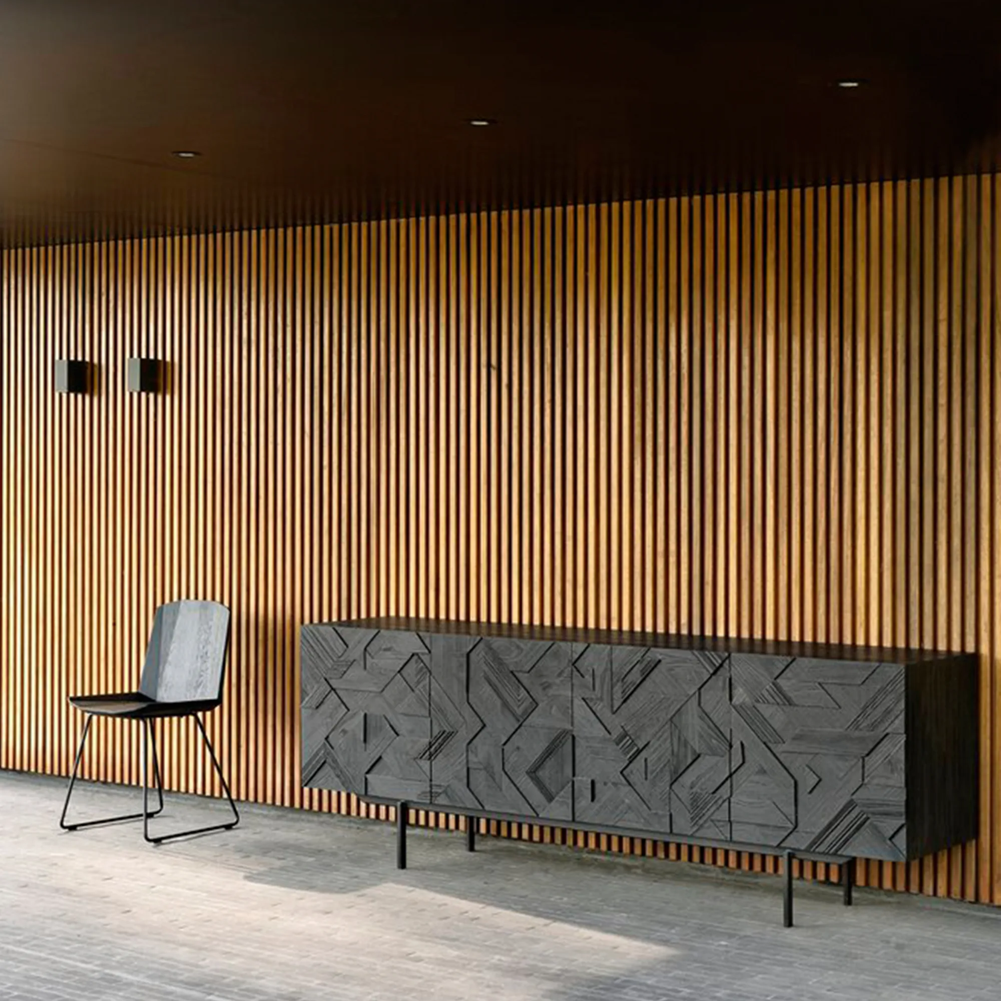 Teak Graphic Black Sideboard