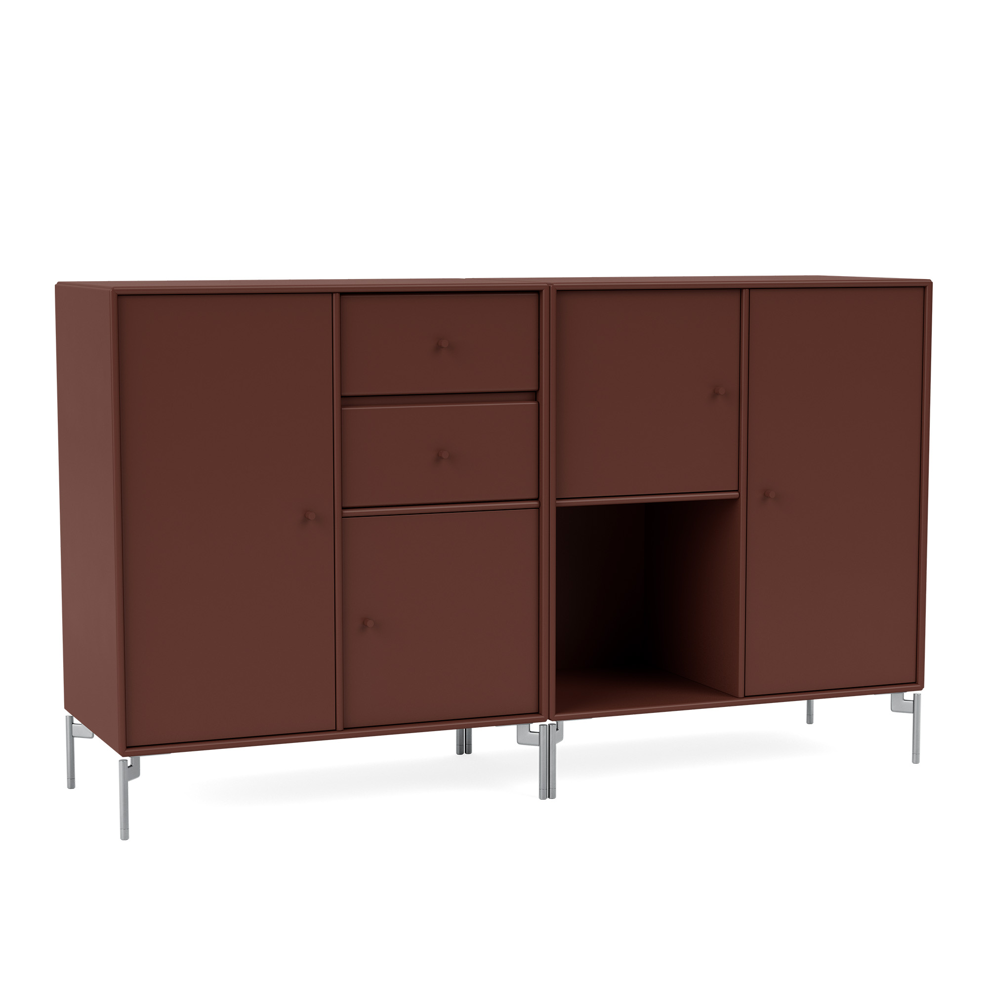 montana - couple sideboard 155-masala matt chrome - skänkar och sideboards - peter j. lassen - brun - trä