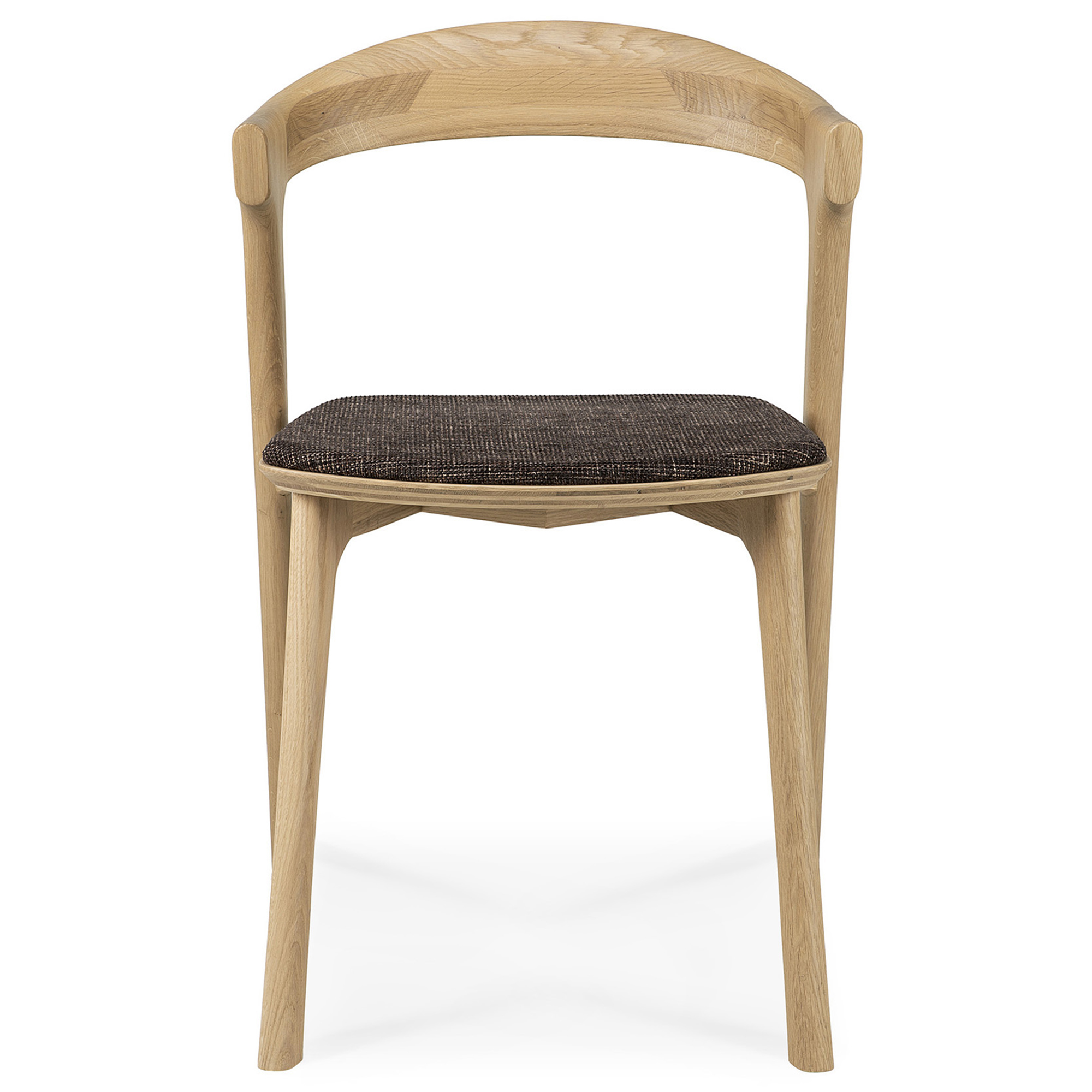 Ethnicraft - Bok Dining Chair Oak Upholstered Dark Brown Fabric - Matstolar - Alain Van Havre - Tr&auml;f&auml;rgad - Tr&auml;