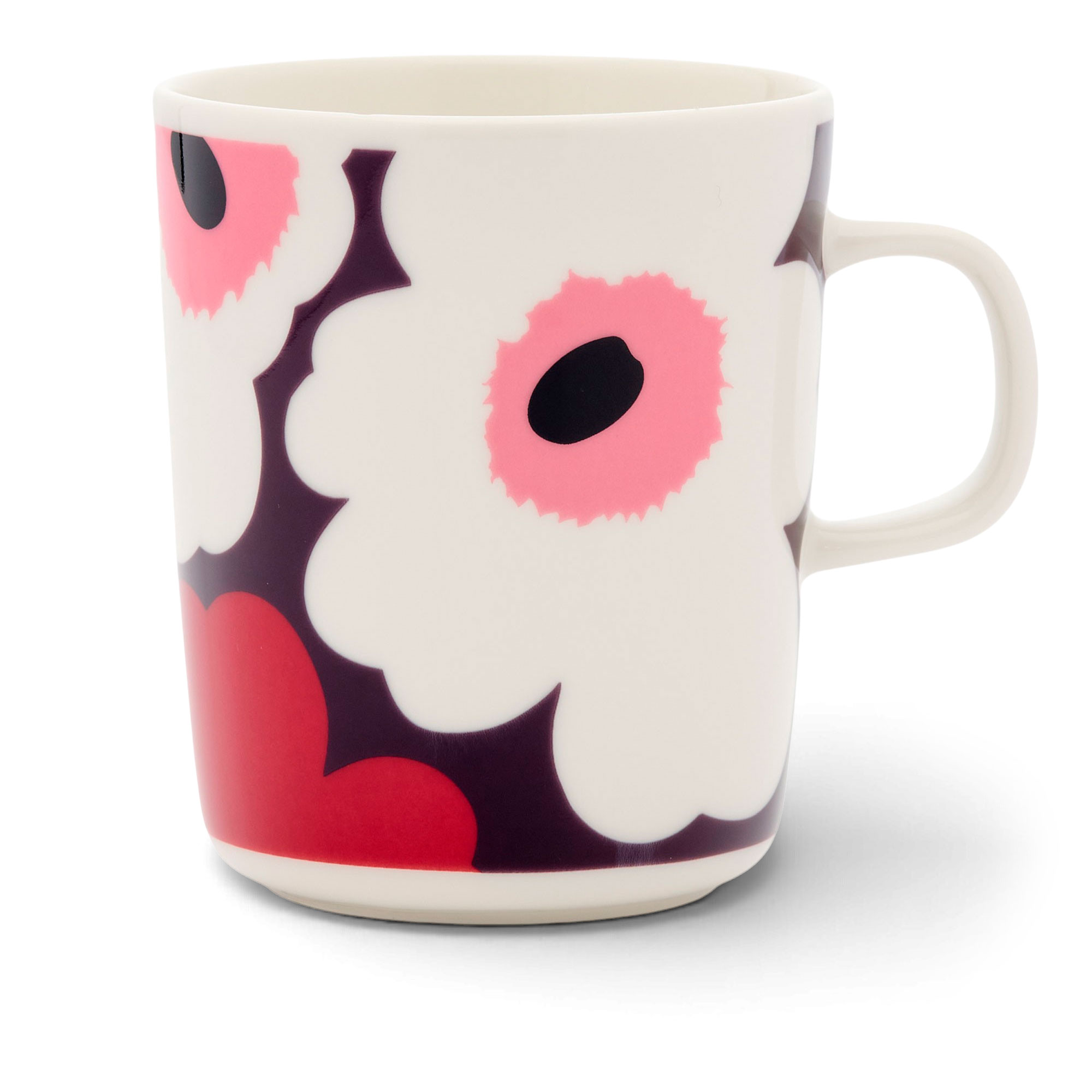 Marimekko - Unikko mugg 25 cl white/plum/cranberry/pink - Kaffekoppar - Sami Ruotsalainen - R&ouml;d